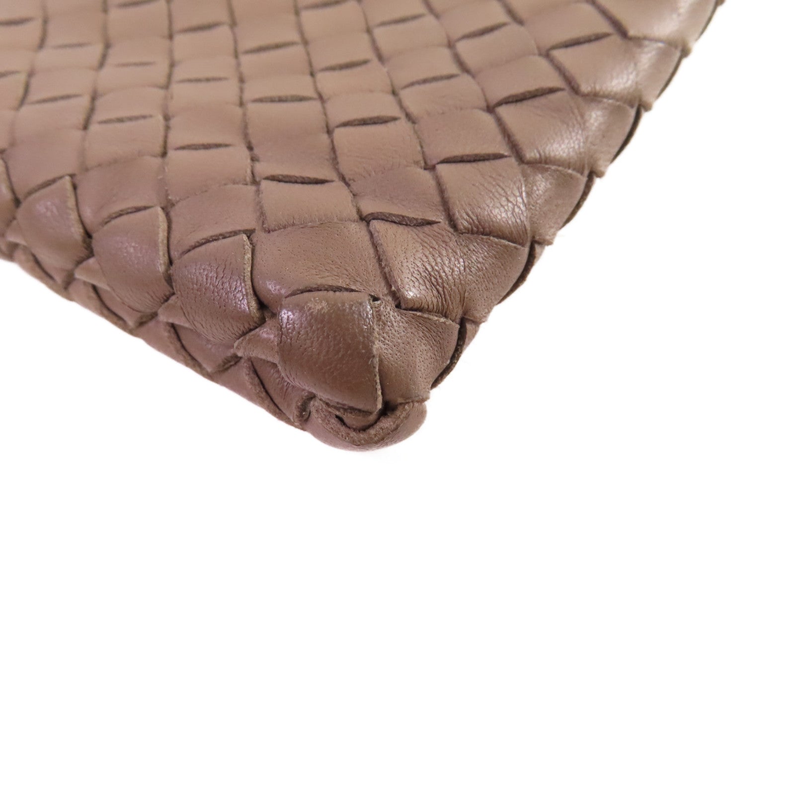 BOTTEGA VENETA 織紋皮革Clutch Bag銀扣手拿包碳灰色