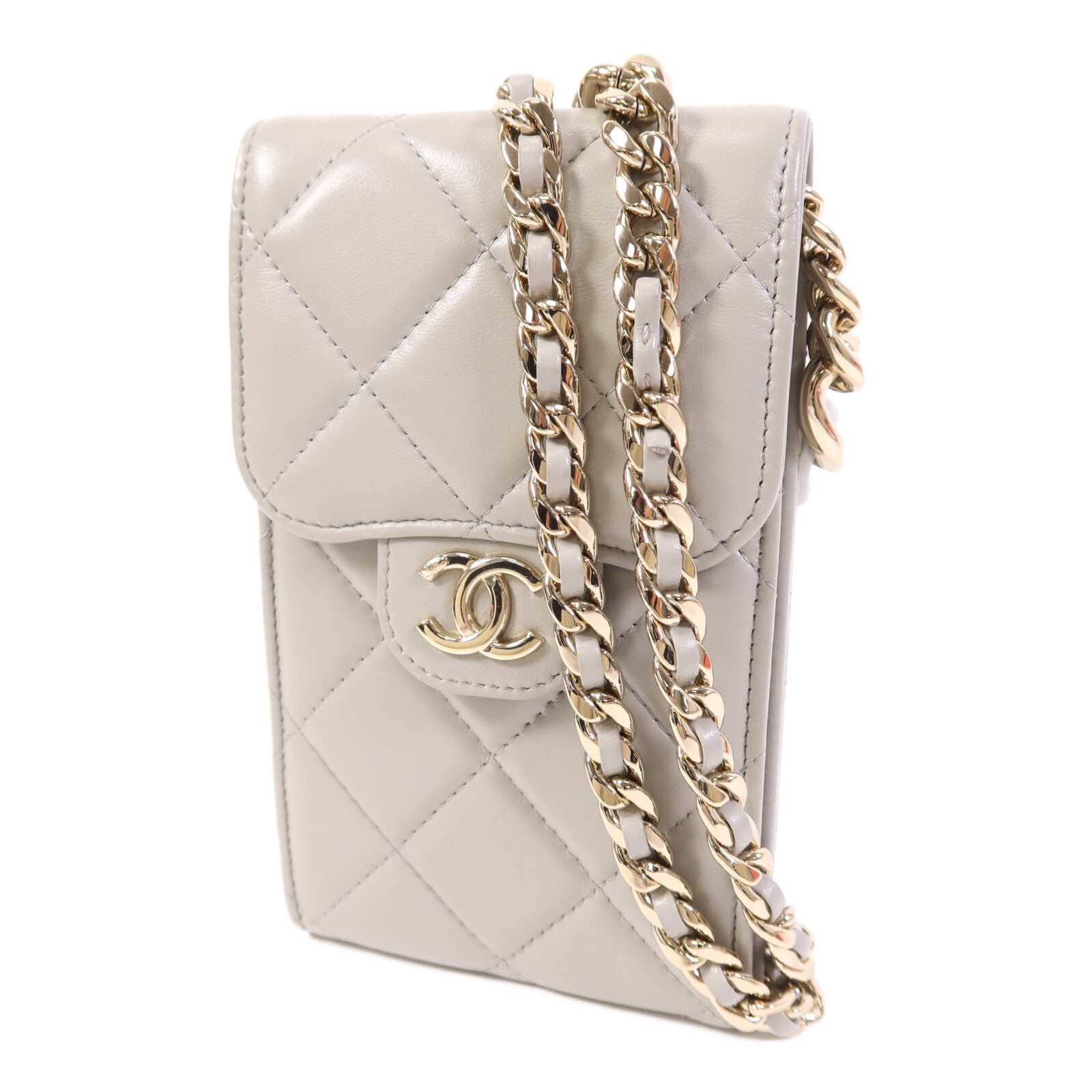 CHANEL 羊皮皮革Chain Shoulder Bag金扣鏈帶肩背袋