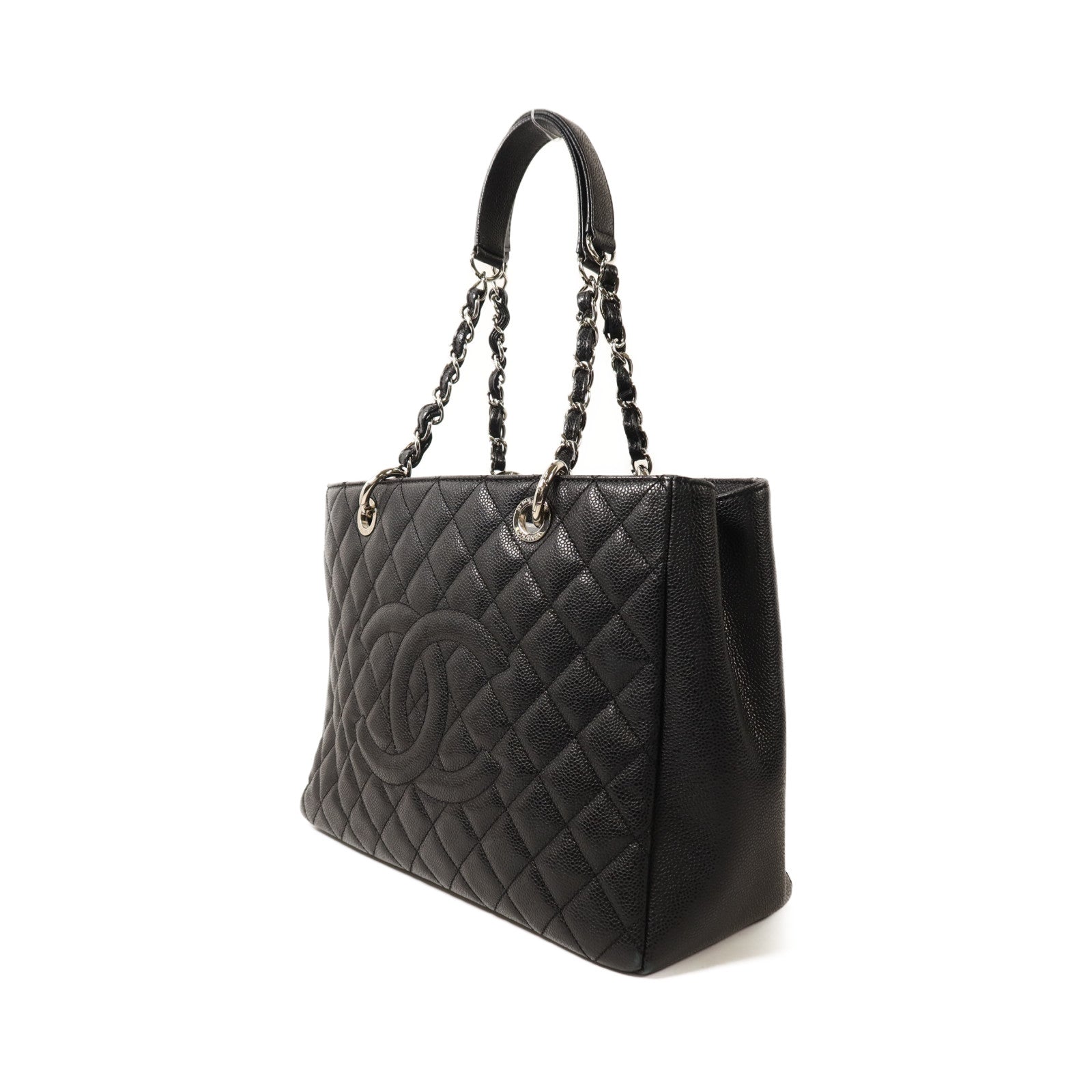 CHANEL 牛皮皮革GST Grand Shopping Tote Bag銀扣鏈帶肩背袋