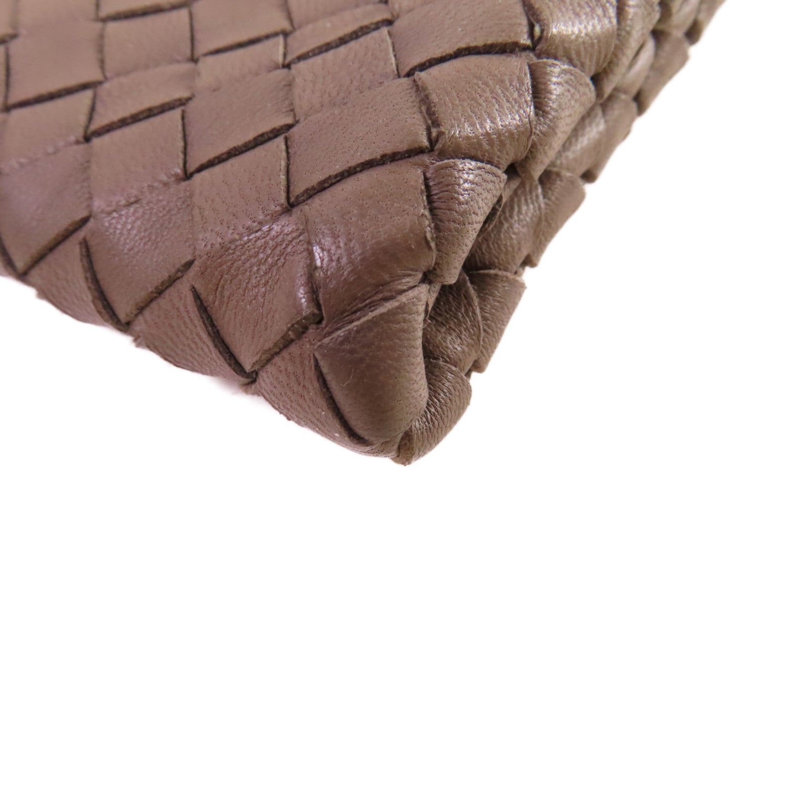 BOTTEGA VENETA 織紋皮革Clutch Bag銀扣手拿包碳灰色