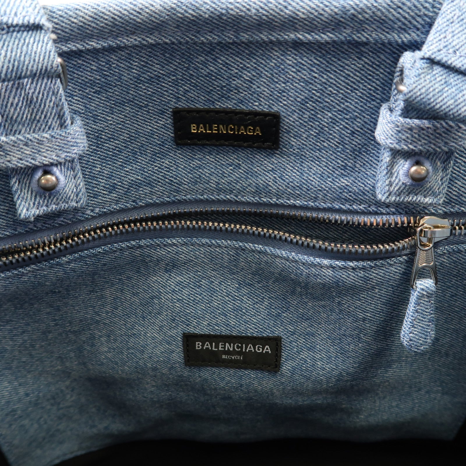 BALENCIAGA 牛仔布Barbes East-West Tote Bag銀扣手挽肩背兩用袋