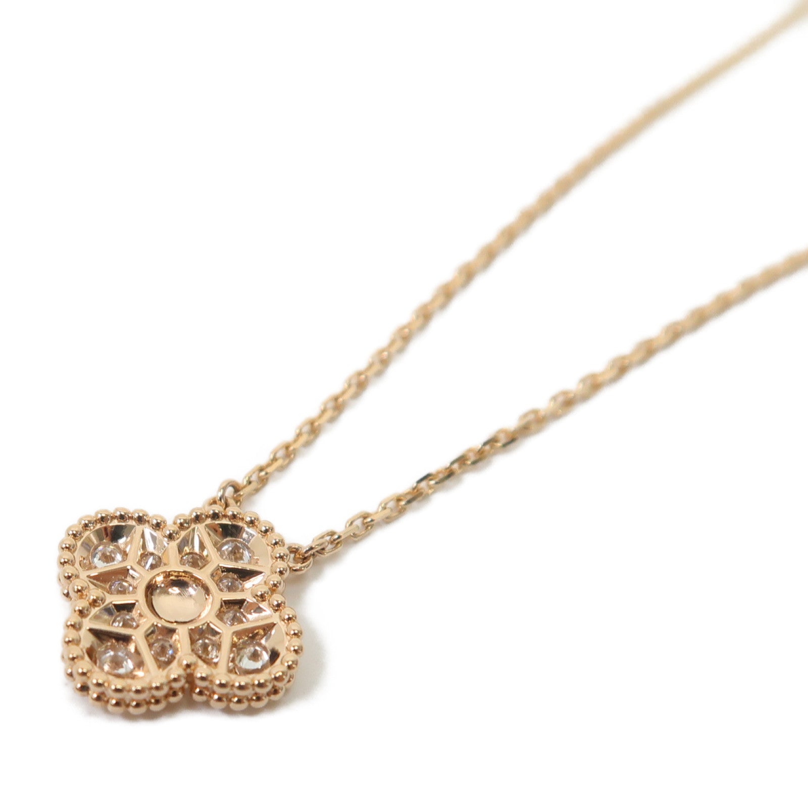 Van Cleef & Arpels 18K玫瑰金/鑽石Vintage Alhambra項鍊
