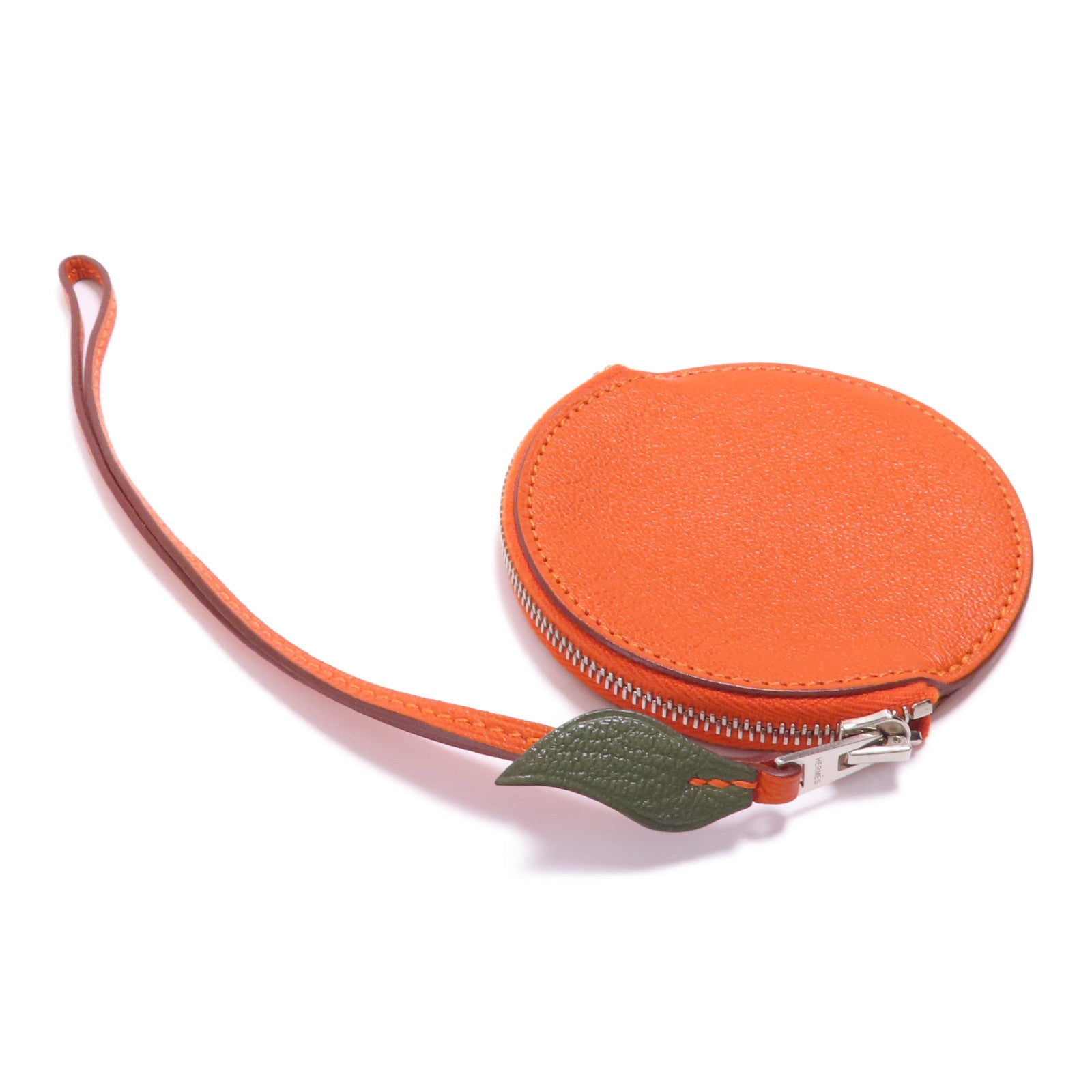 HERMES Chevre皮革Tutti Frutti銀扣零錢包Orange