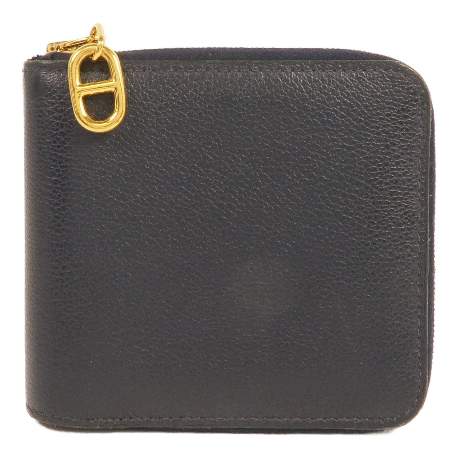 HERMES Evercolor皮革Zipper Wallet金扣錢包Bleu Nuit