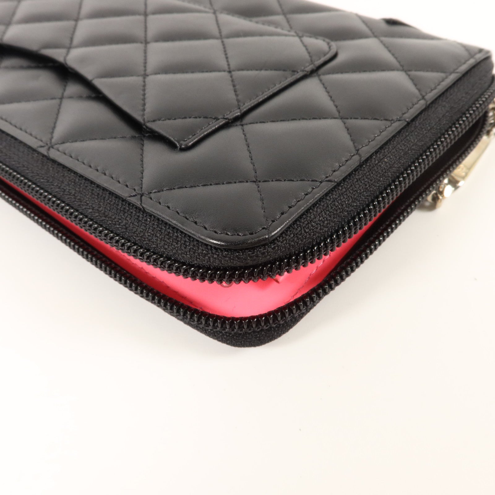 CHANEL 牛皮皮革Cambon Zipper Long Wallet銀扣長錢包