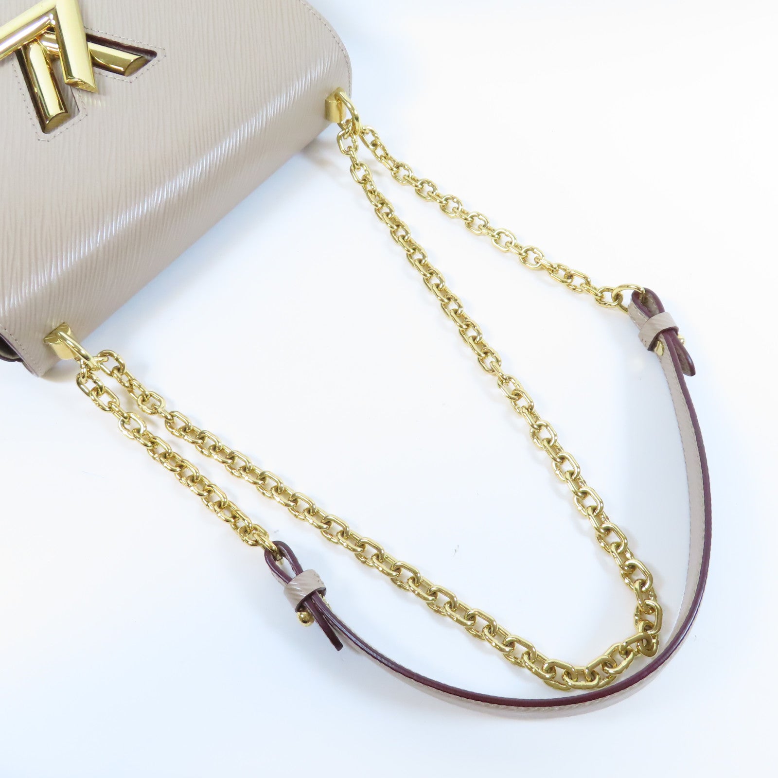 LOUIS VUITTON 【激減優惠】Epi皮革Twist MM金扣鏈帶肩背袋粉紅色