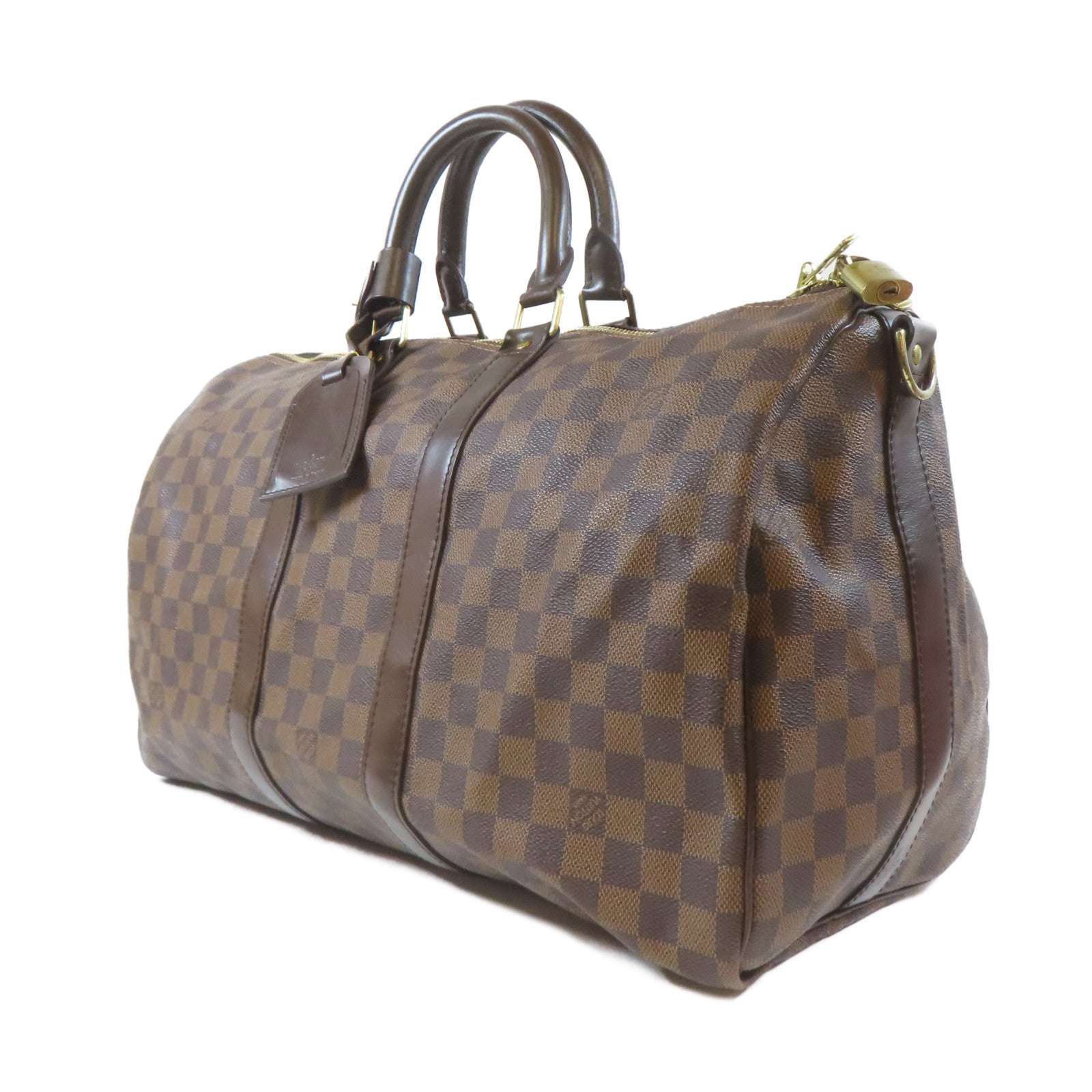 LOUIS VUITTON Damier Keepall Bandouliere 45金扣手挽袋啡色