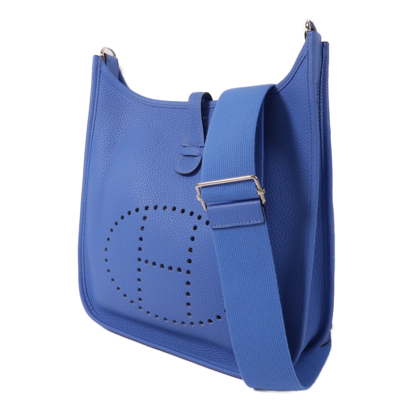 HERMES Clemence皮革Evelyne PM肩背袋Bleu Paradis