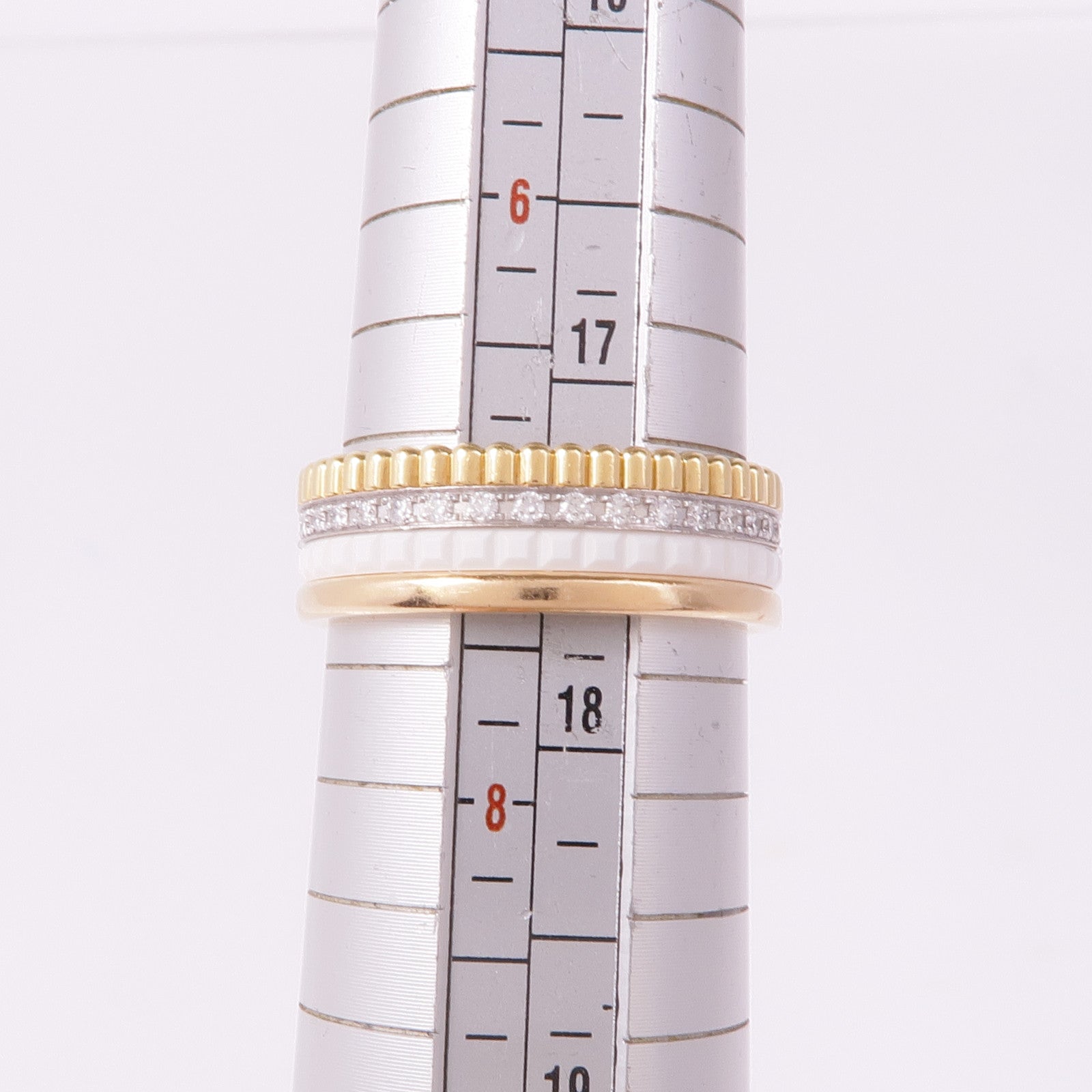 Boucheron 18K黃金/玫瑰金/陶瓷Quatre Classic White Ring鑽石戒指Boucheron#T55/US#7