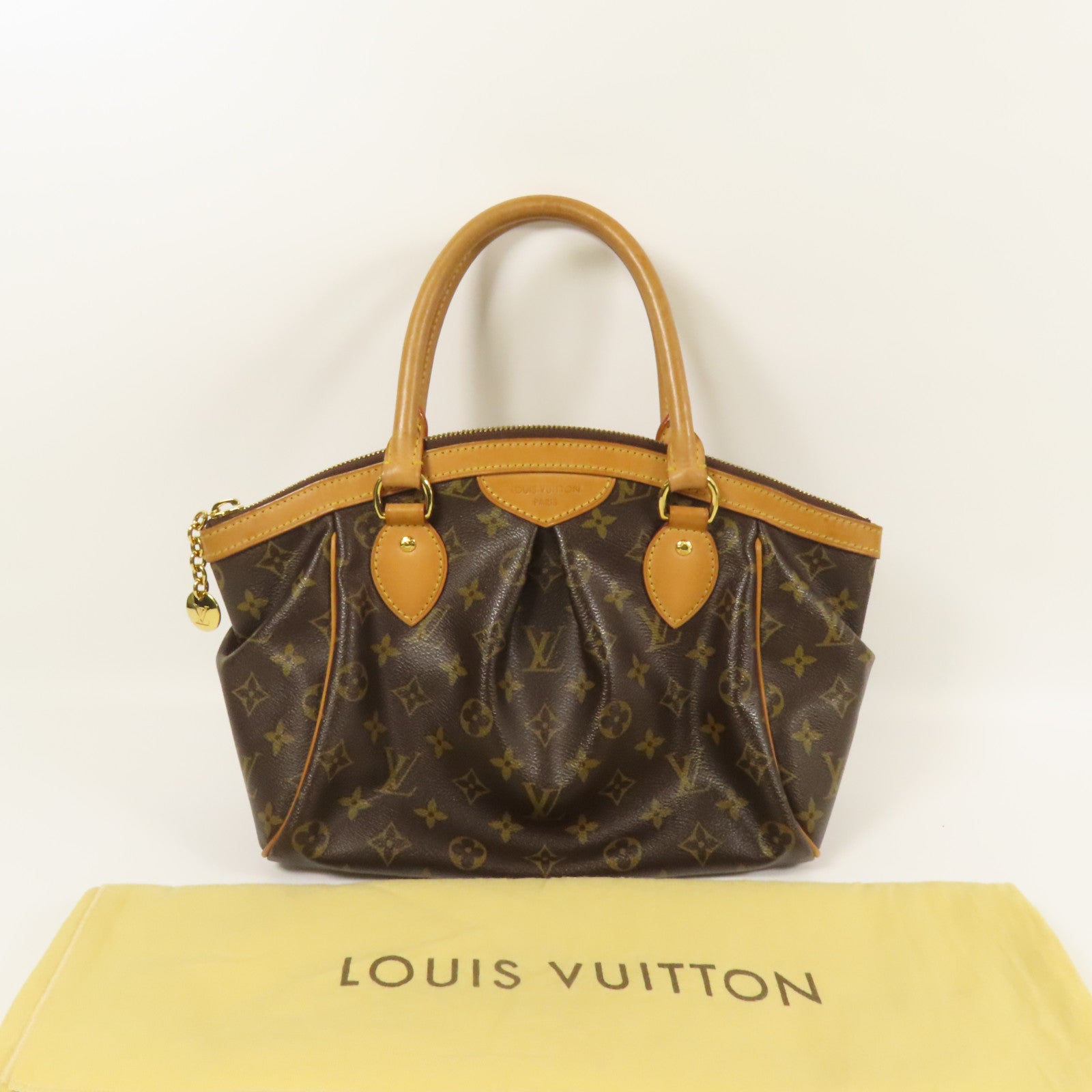 LOUIS VUITTON Monogram Tivoli PM金扣手挽袋棕色