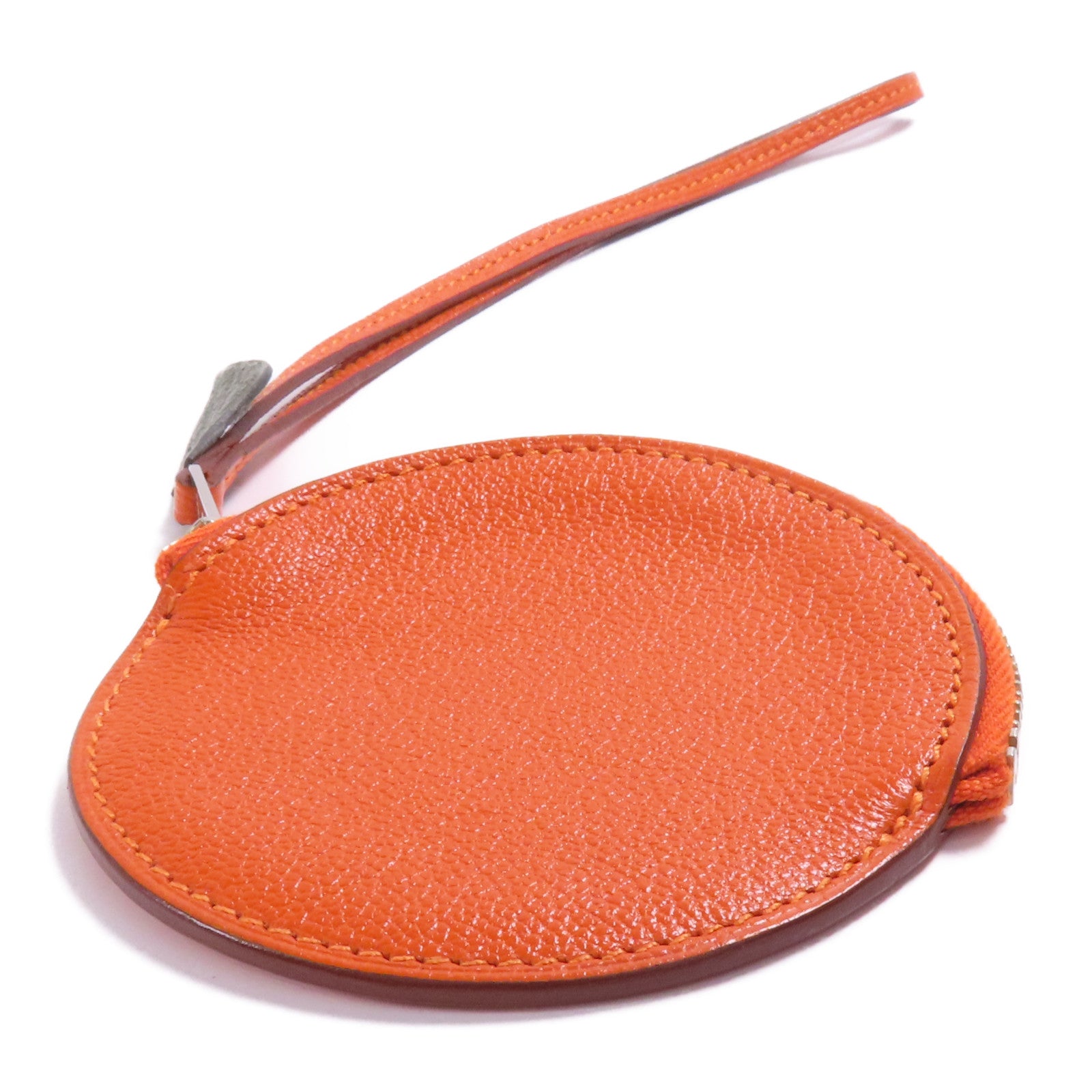 HERMES Chevre皮革Tutti Frutti銀扣零錢包Orange