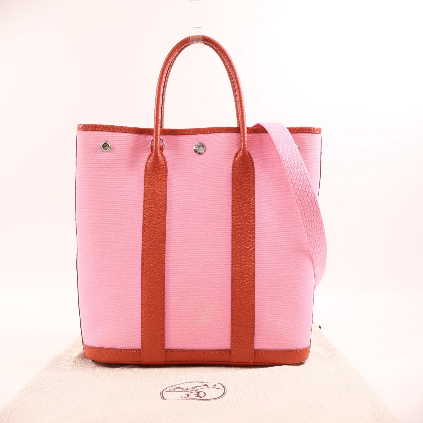 HERMES 帆布Garden File PM銀扣手挽肩背兩用袋