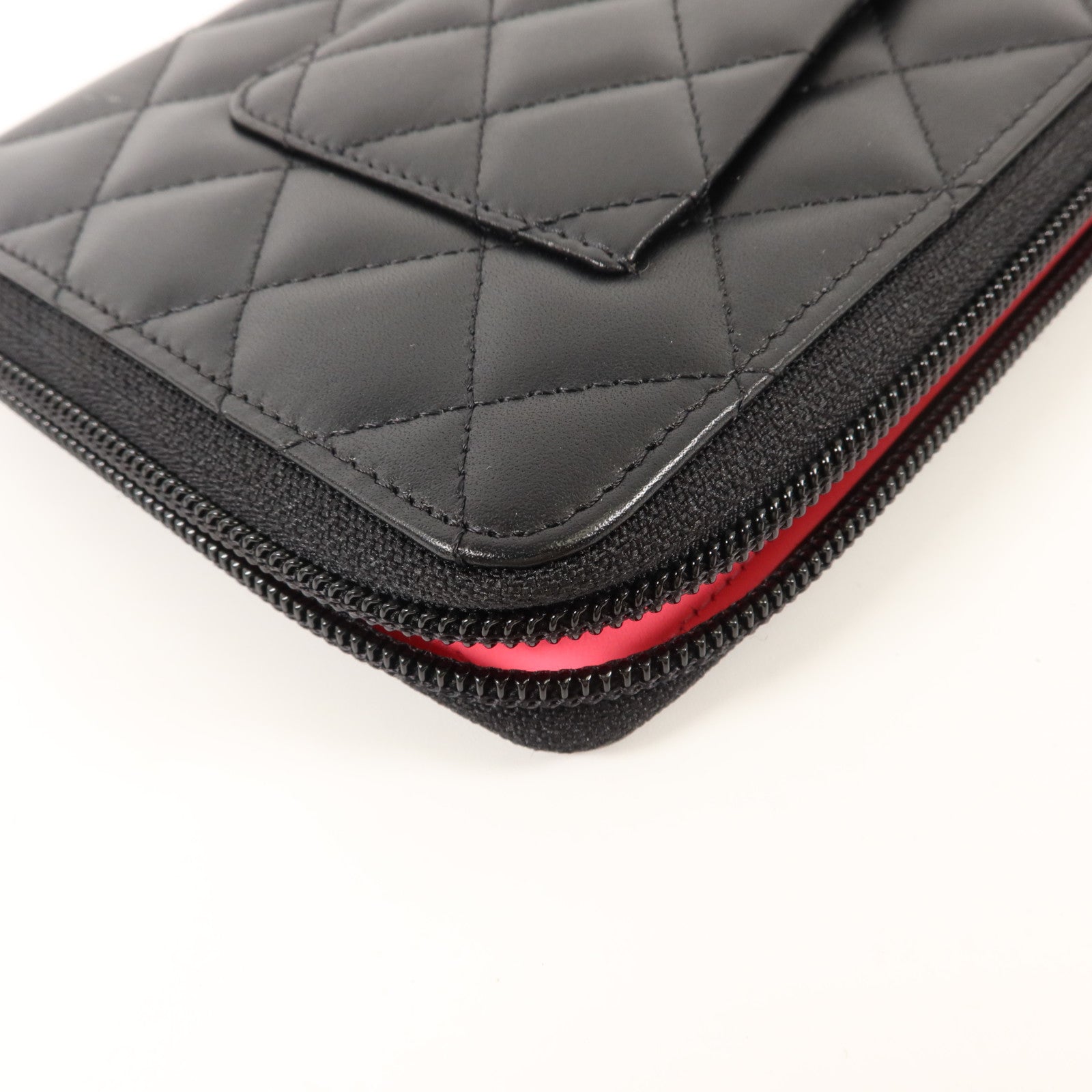 CHANEL 牛皮皮革Cambon Zipper Long Wallet銀扣長錢包