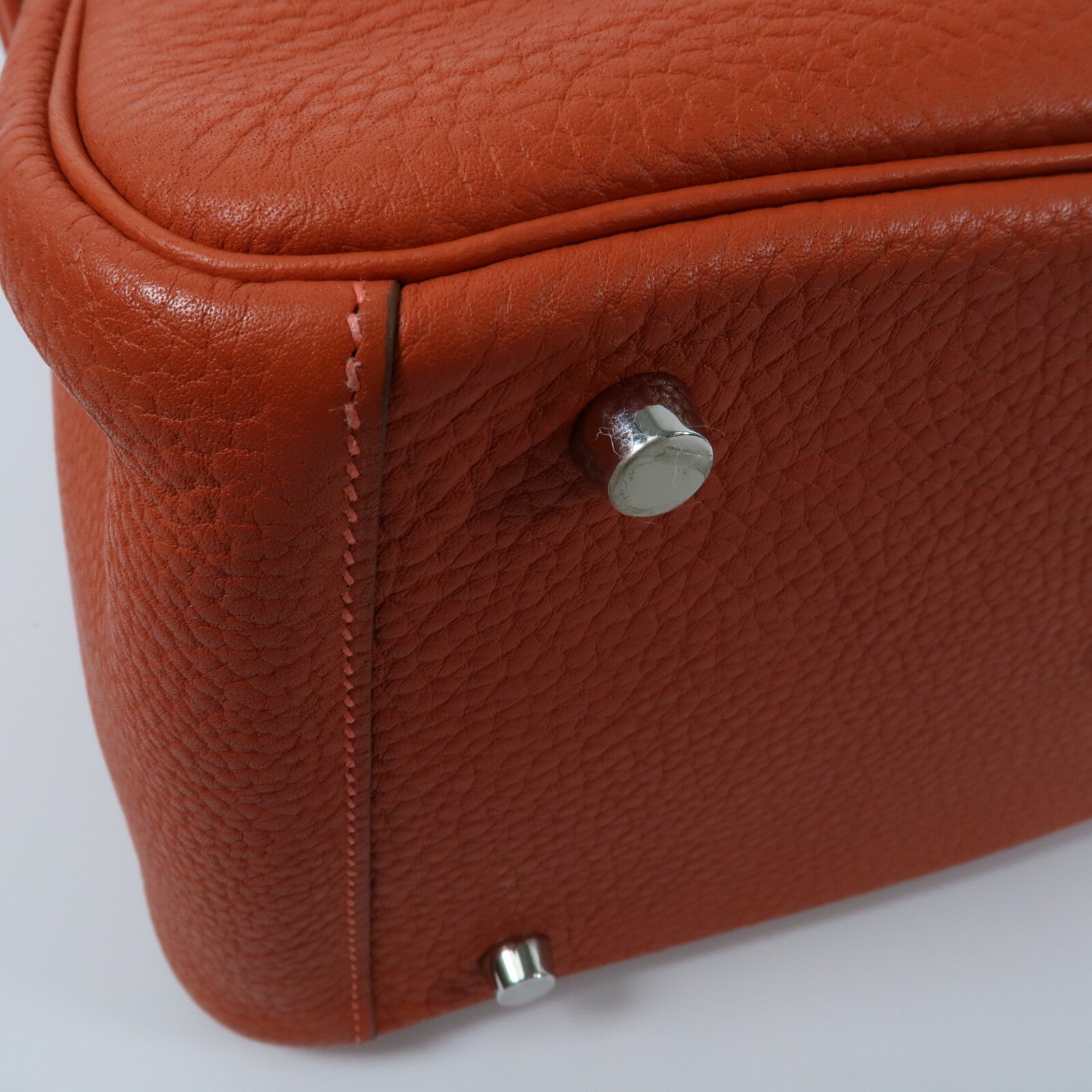 HERMES Clemence皮革Lindy 30手挽肩背兩用袋Orange Poppy