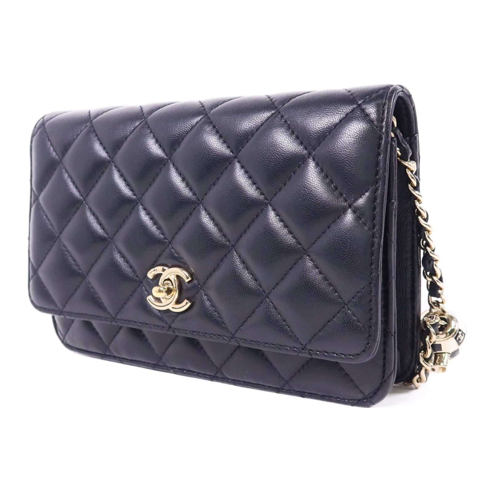 CHANEL 羊皮皮革WOC Wallet On Chain金扣鏈帶肩背袋