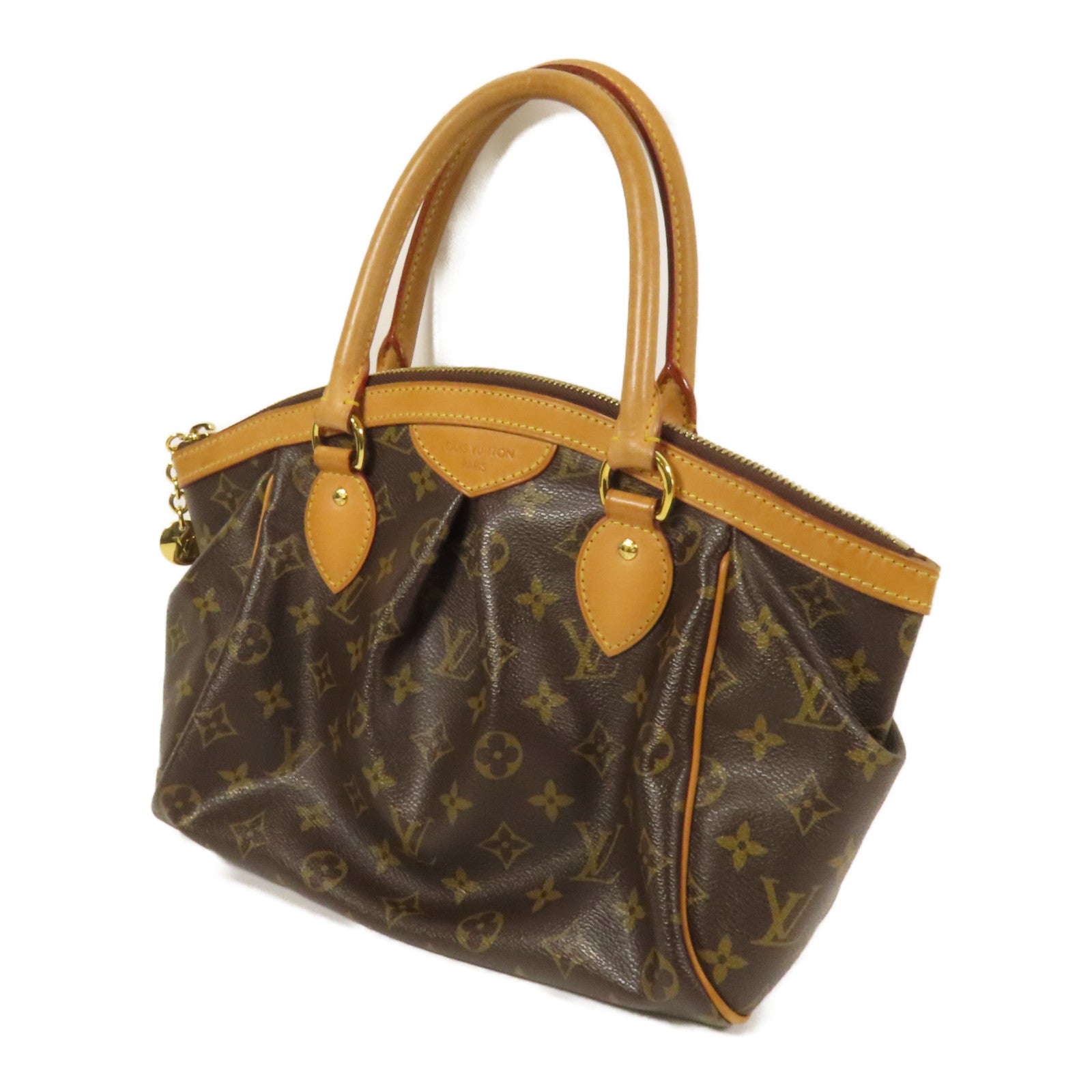 LOUIS VUITTON Monogram Tivoli PM金扣手挽袋棕色