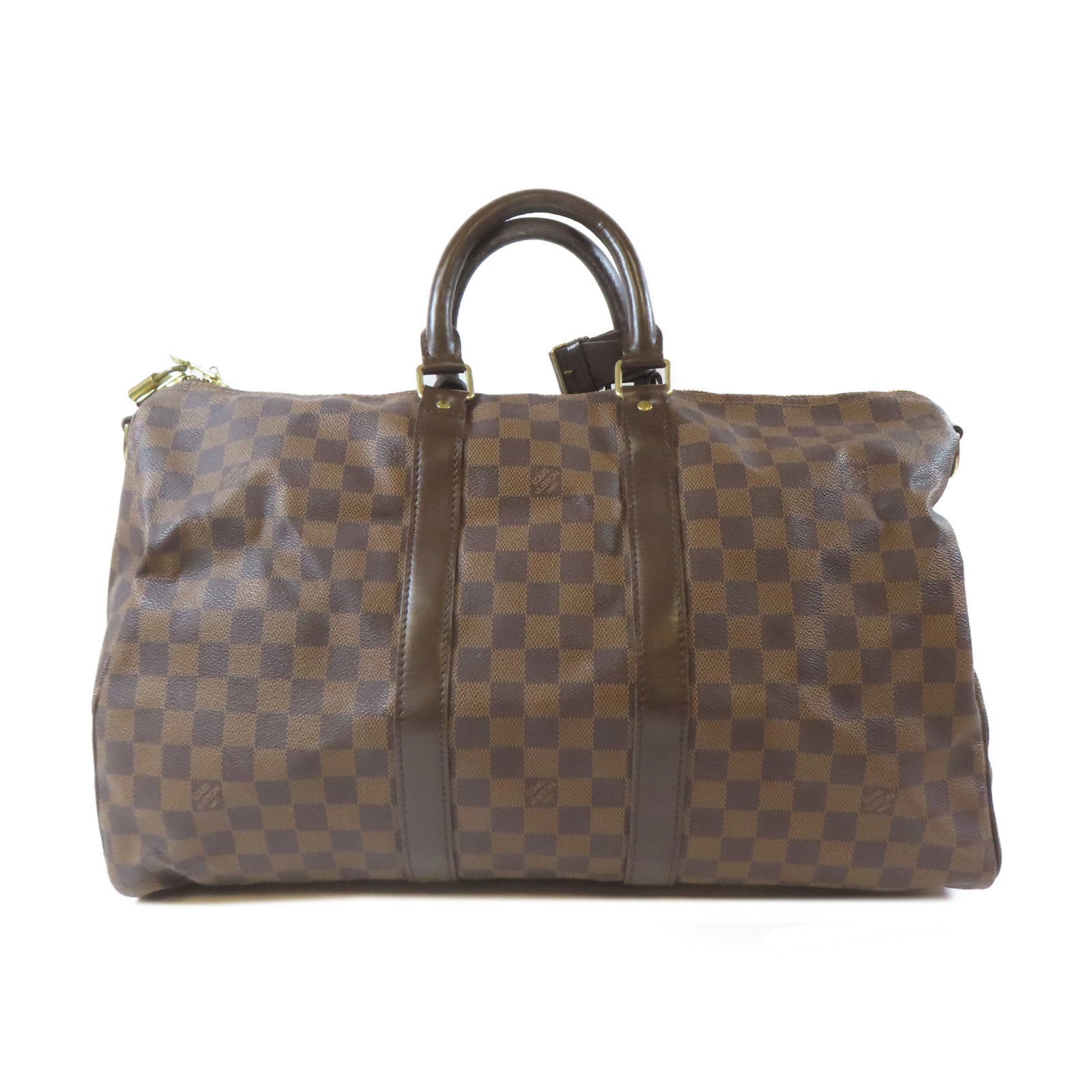 LOUIS VUITTON Damier Keepall Bandouliere 45金扣手挽袋啡色