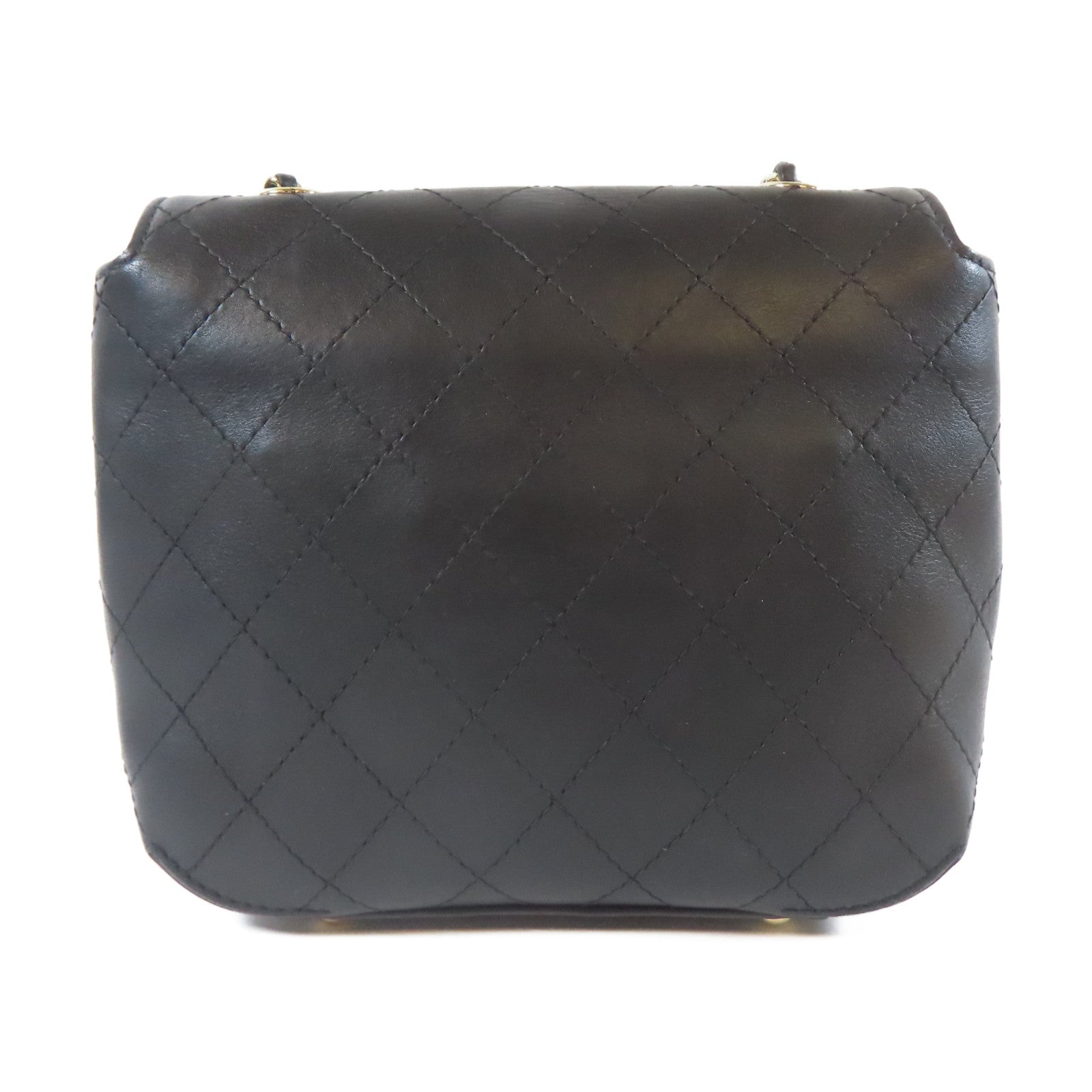 CHANEL 【激減優惠】菱格牛皮皮革Chain Shoulder金扣鏈帶肩背袋黑色