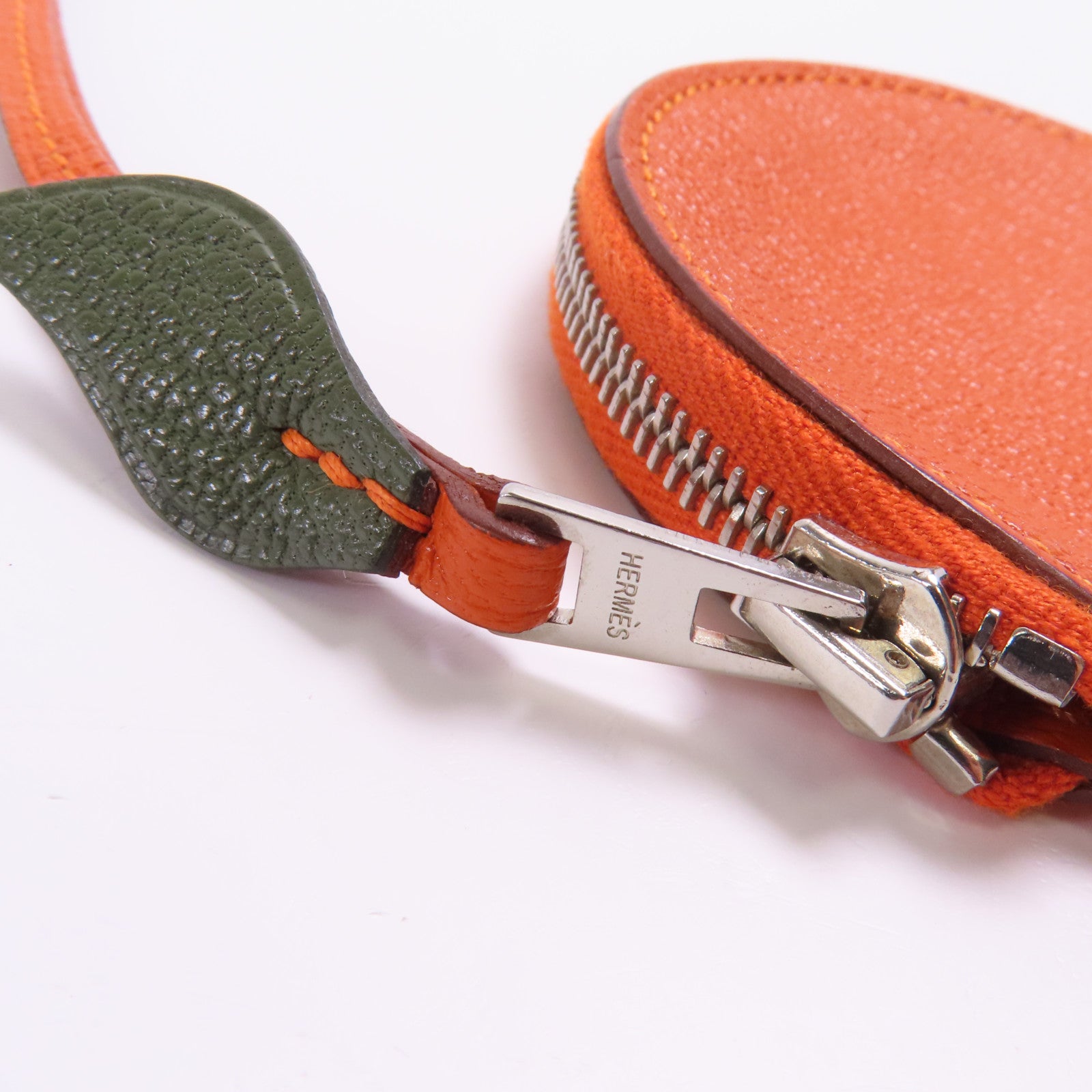 HERMES Chevre皮革Tutti Frutti銀扣零錢包Orange