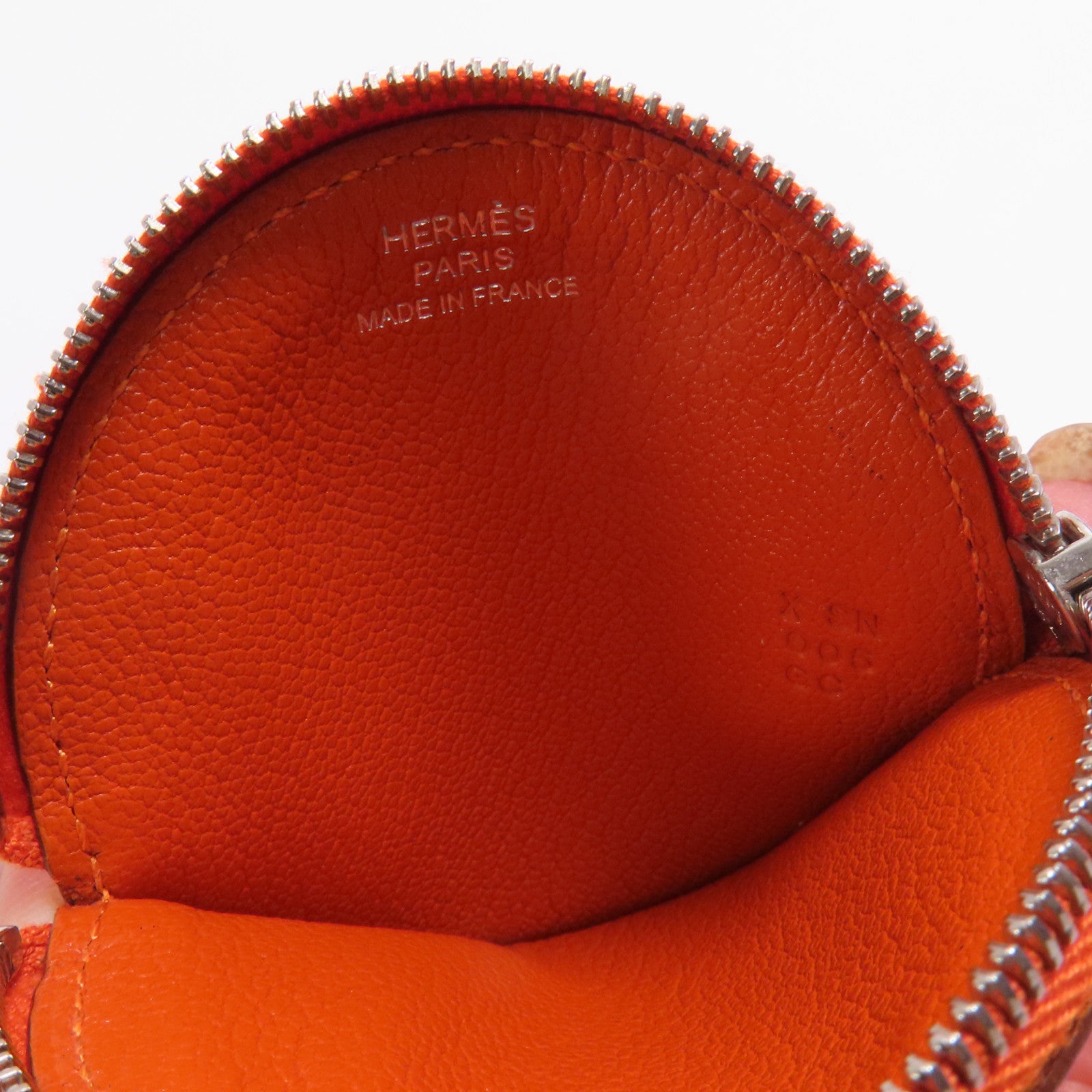 HERMES Chevre皮革Tutti Frutti銀扣零錢包Orange