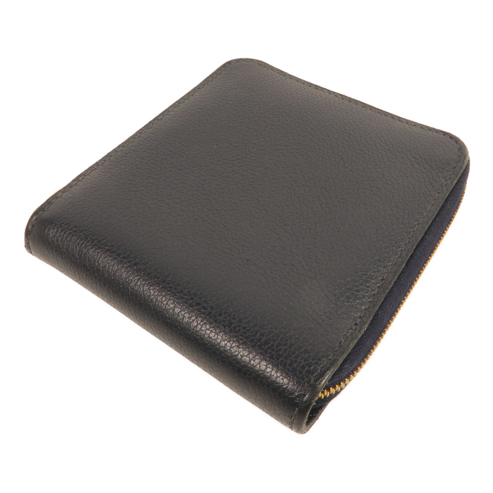 HERMES Evercolor皮革Zipper Wallet金扣錢包Bleu Nuit