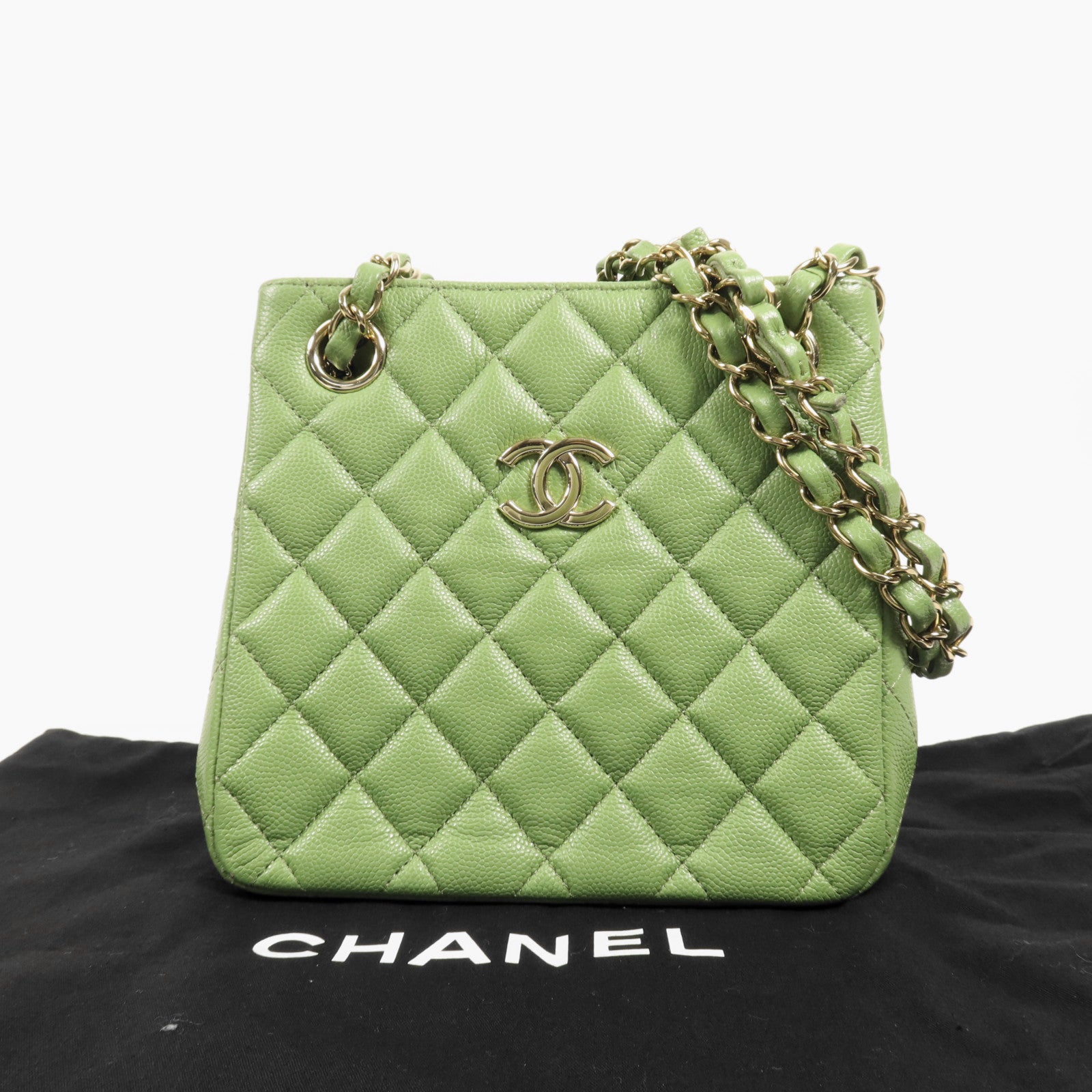 CHANEL 牛皮皮革Shoulder Bag金扣鏈帶肩背袋