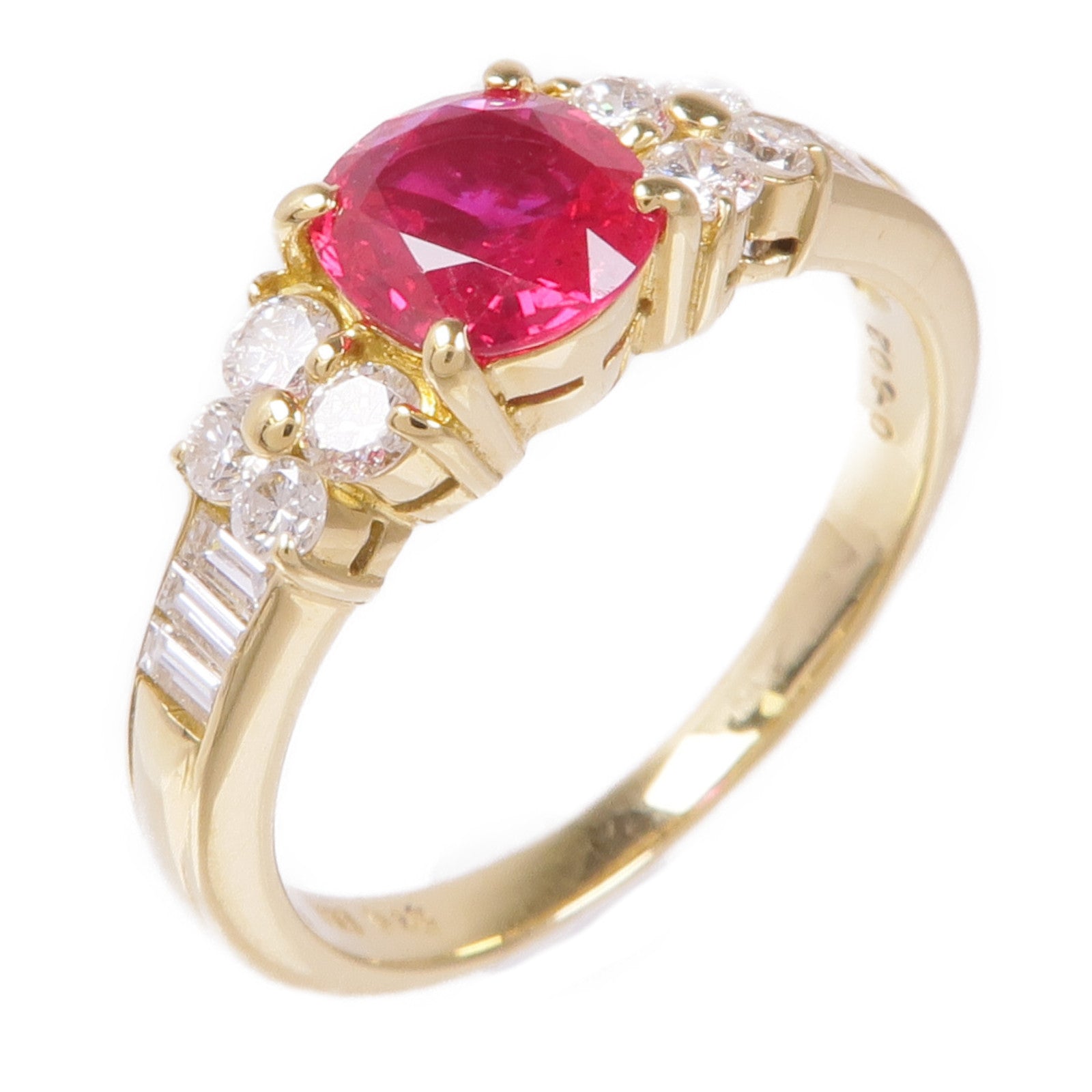 JEWELRY 【激減優惠】18K黃金Ruby/Diamond Ring紅寶石/鑽石戒指US#6.25