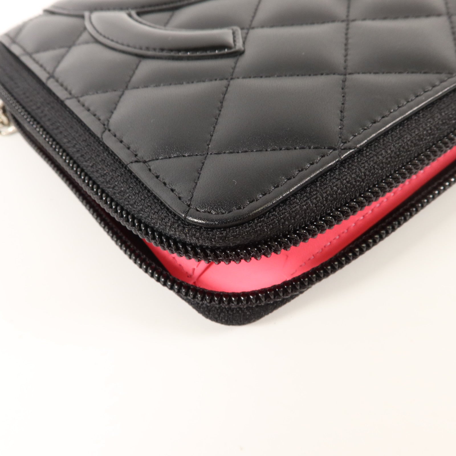 CHANEL 牛皮皮革Cambon Zipper Long Wallet銀扣長錢包