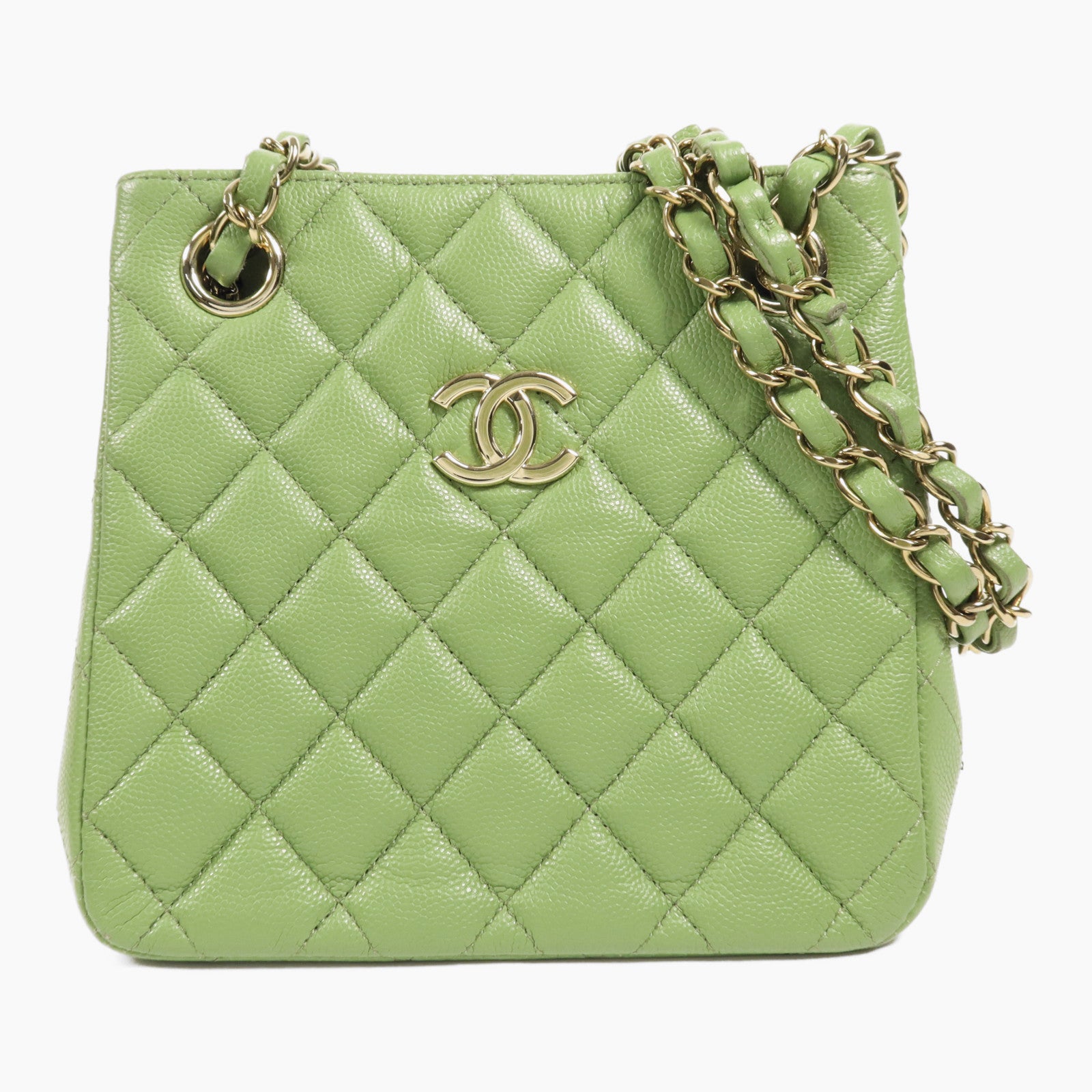 CHANEL 牛皮皮革Shoulder Bag金扣鏈帶肩背袋