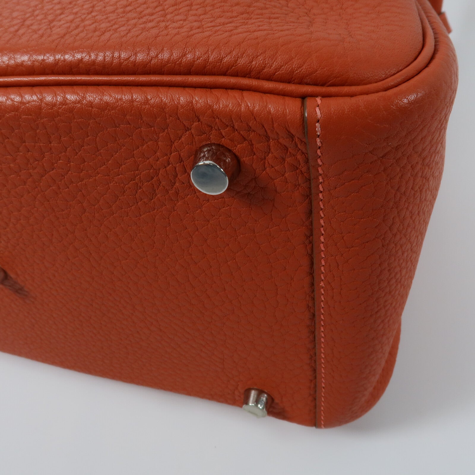 HERMES Clemence皮革Lindy 30手挽肩背兩用袋Orange Poppy