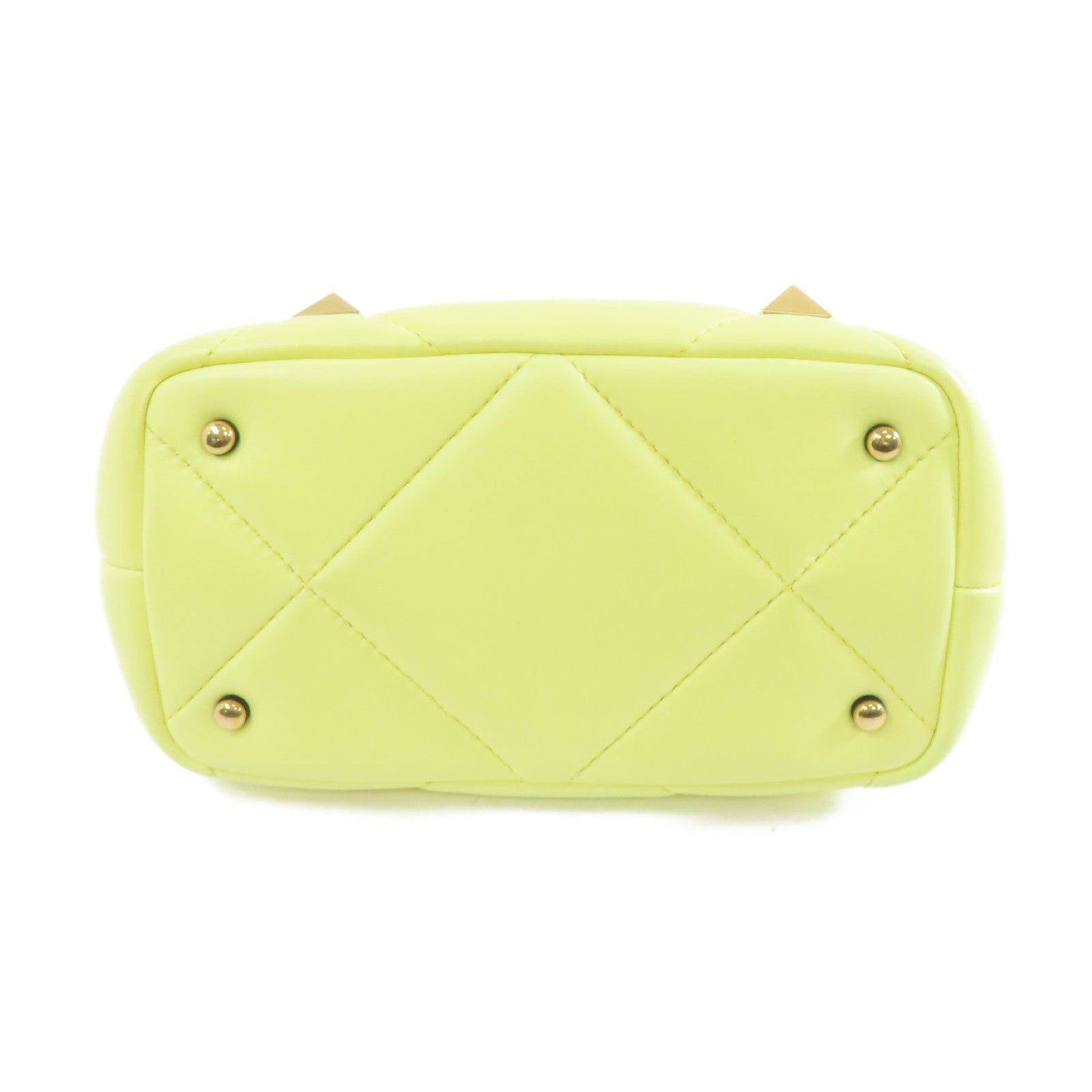 Valentino 牛皮皮革Valentino Garavani Roman Stud金扣手挽肩背兩用袋黃色