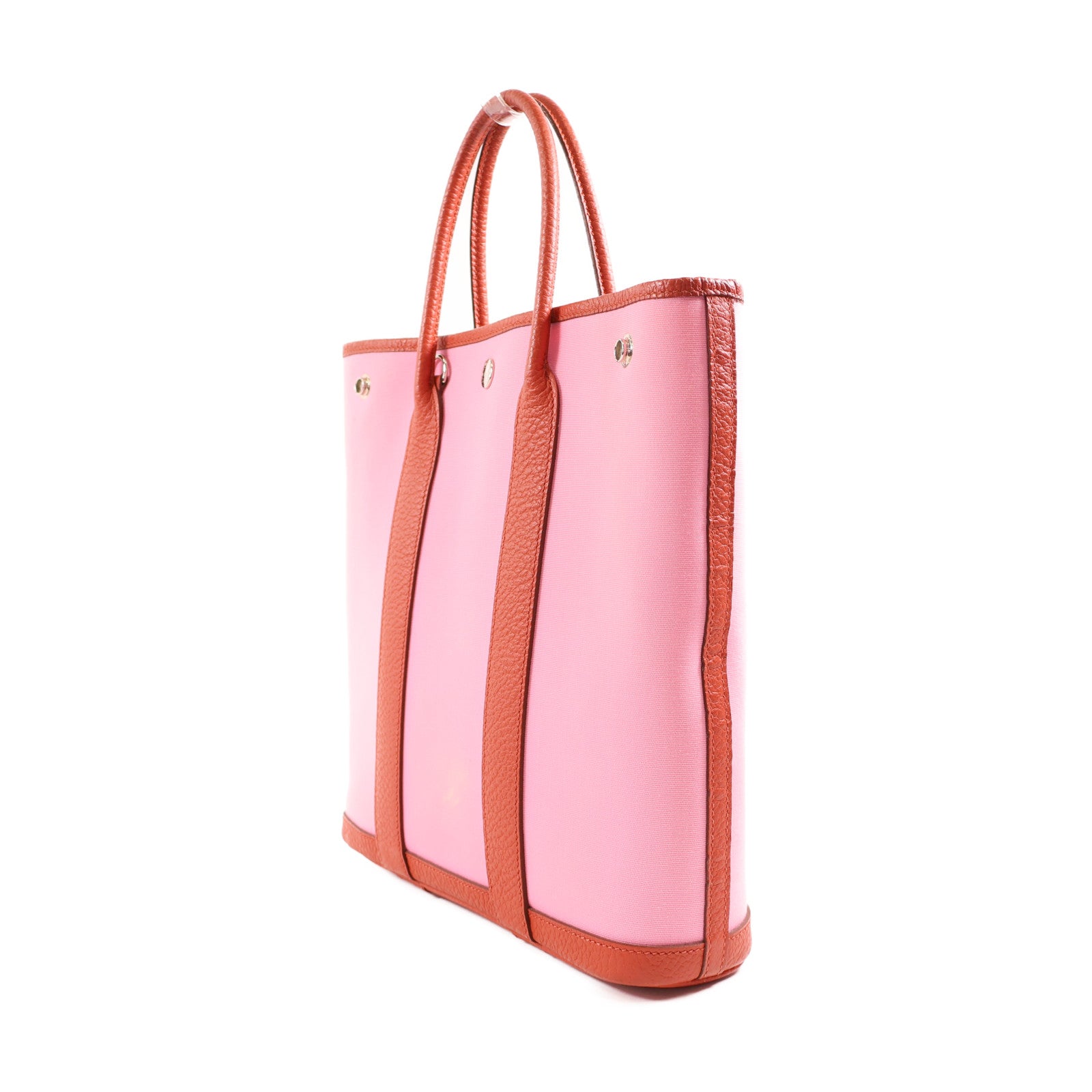 HERMES 帆布Garden File PM銀扣手挽肩背兩用袋