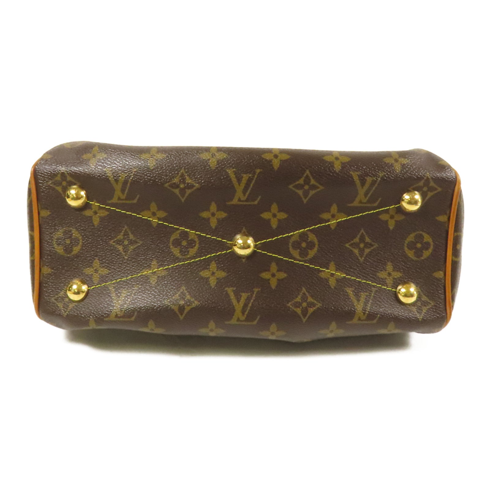 LOUIS VUITTON Monogram Tivoli PM金扣手挽袋棕色