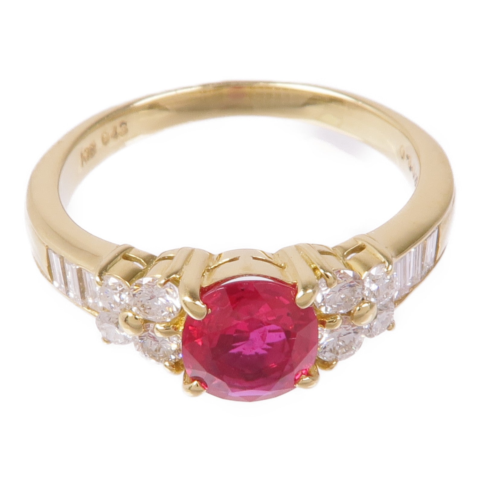 JEWELRY 【激減優惠】18K黃金Ruby/Diamond Ring紅寶石/鑽石戒指US#6.25