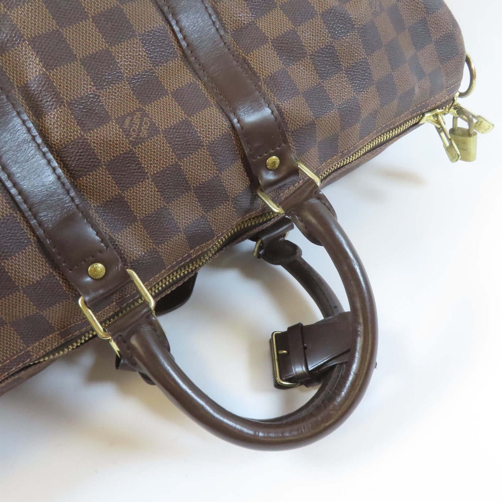 LOUIS VUITTON Damier Keepall Bandouliere 45金扣手挽袋啡色