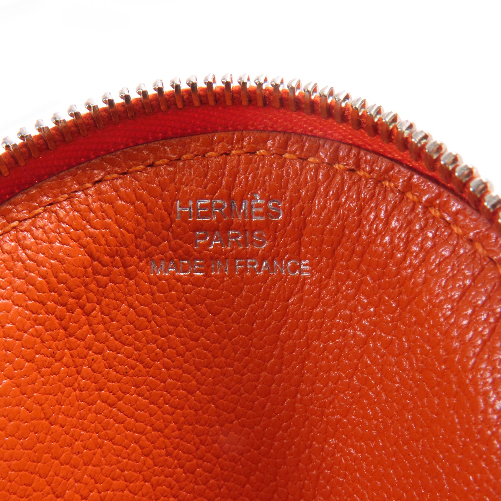 HERMES Chevre皮革Tutti Frutti銀扣零錢包Orange