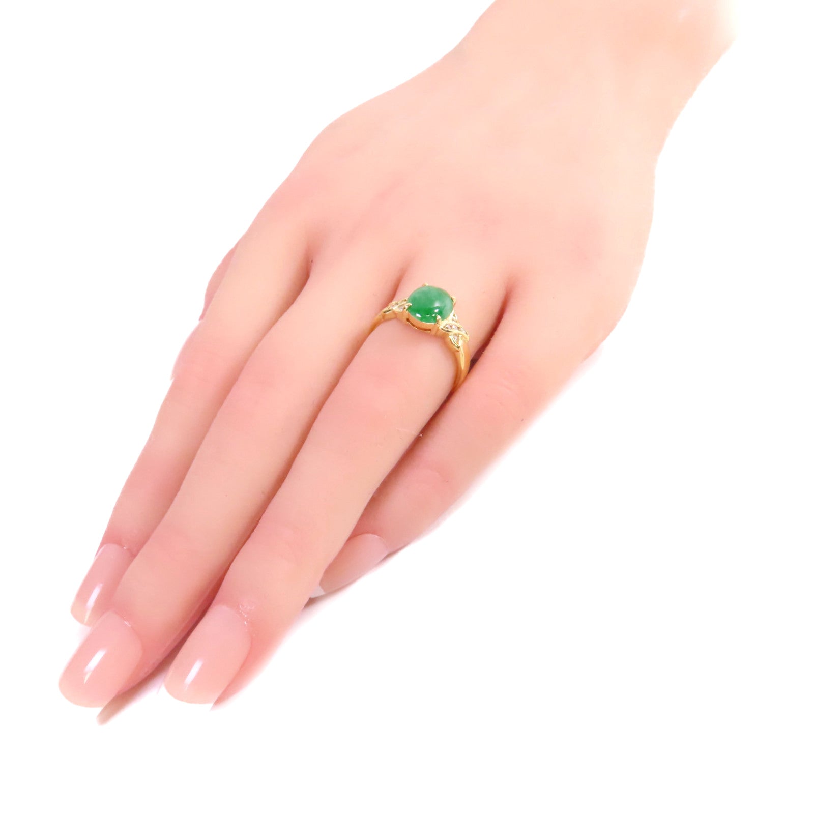 JEWELRY 18K黃金/翡翠Jade Ring戒指US#5.75
