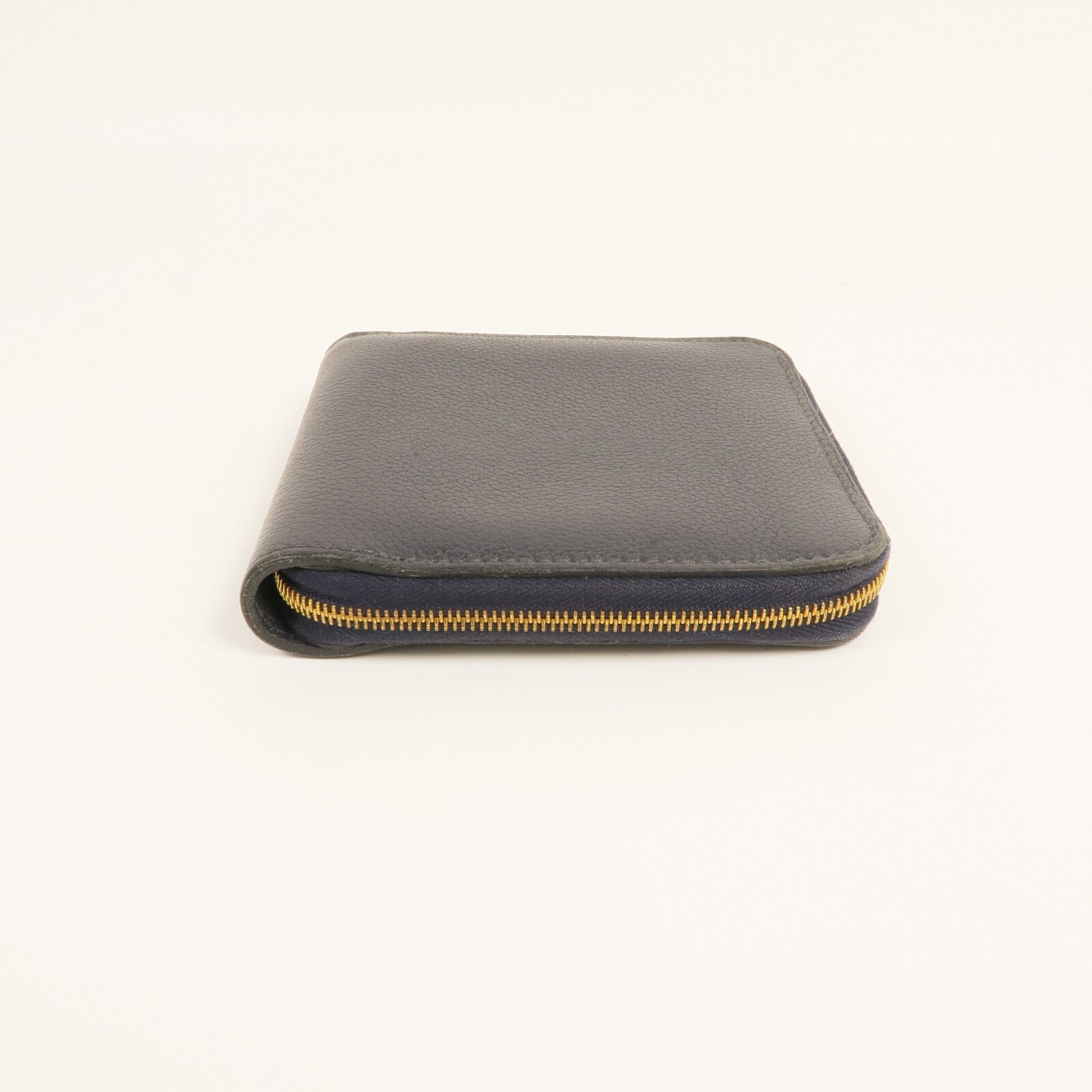 HERMES 【激減優惠】Evercolor皮革Zipper Wallet金扣錢包Bleu Nuit