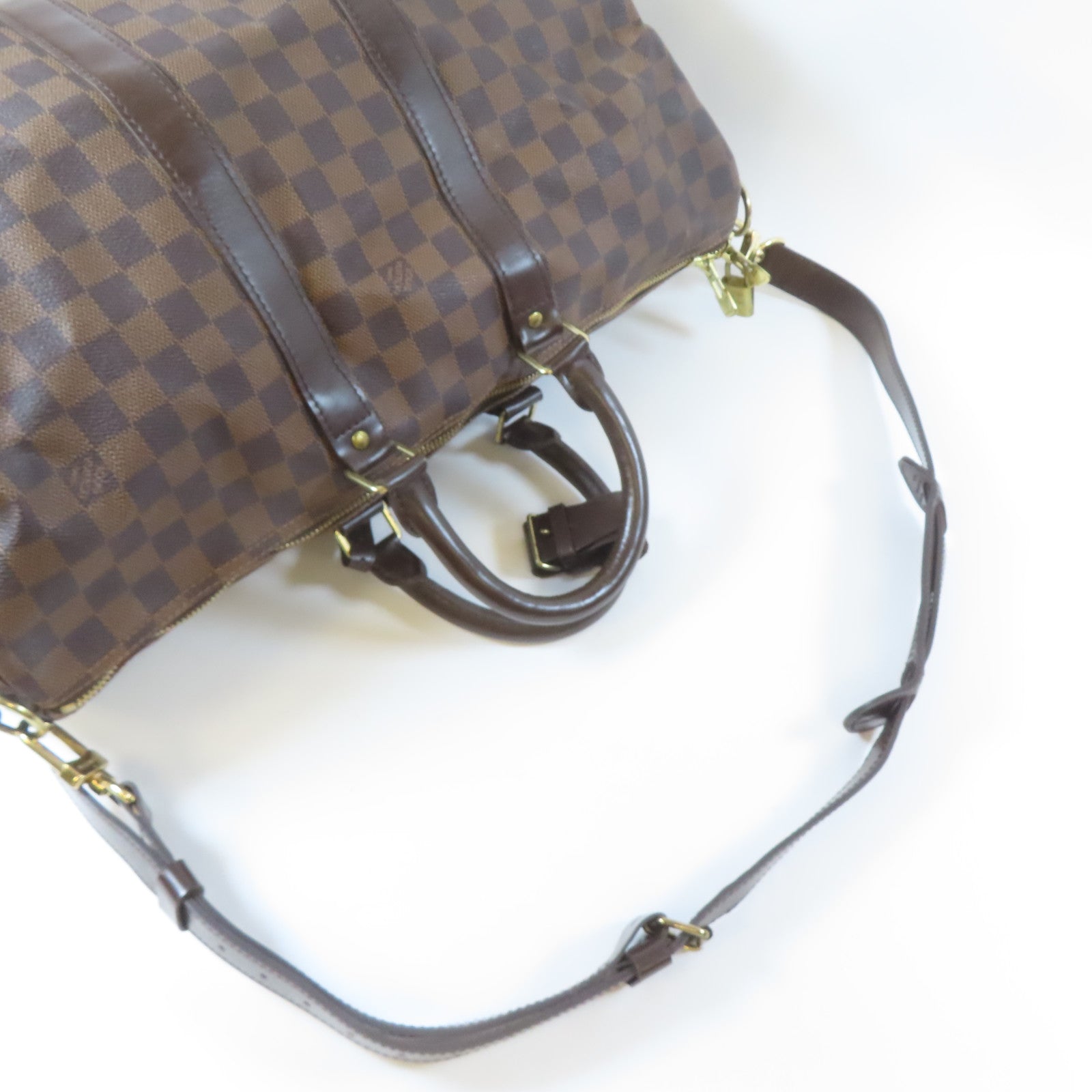 LOUIS VUITTON Damier Keepall Bandouliere 45金扣手挽袋啡色