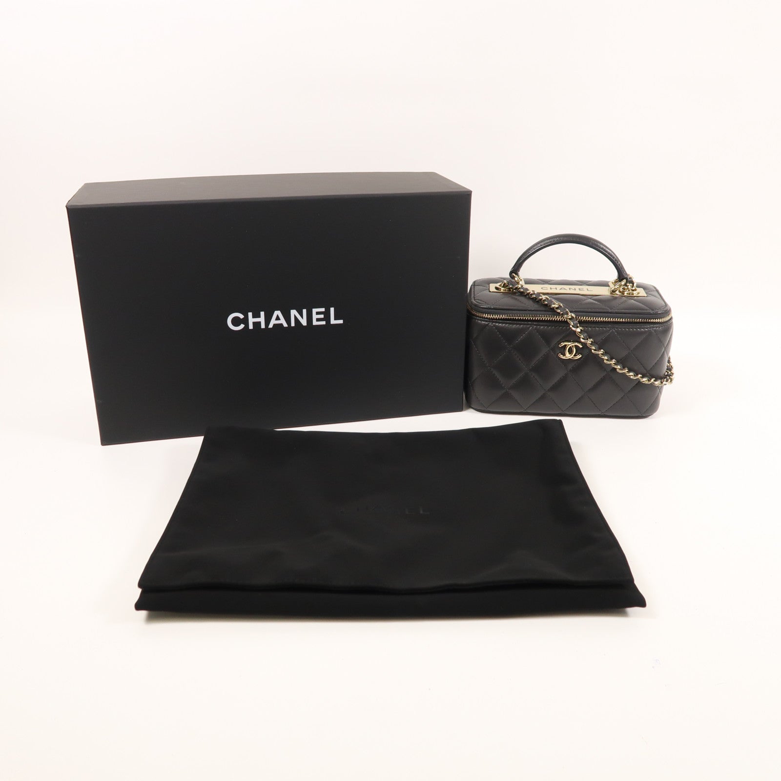 CHANEL 羊皮皮革Vanity Case金扣手挽肩背兩用袋