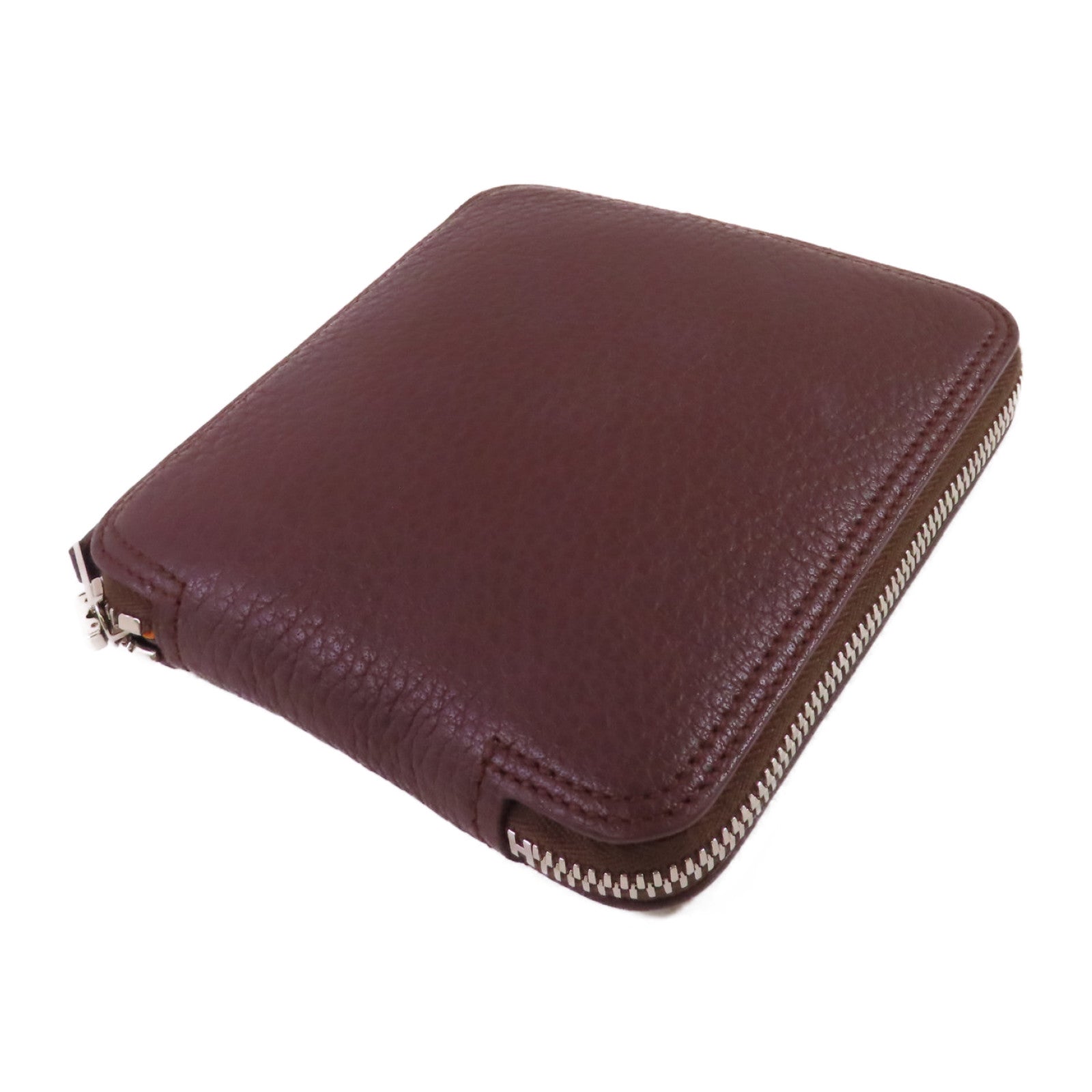 HERMES 牛皮皮革/絲質Sliky POP Shoulder Bag銀扣橙色/彩色