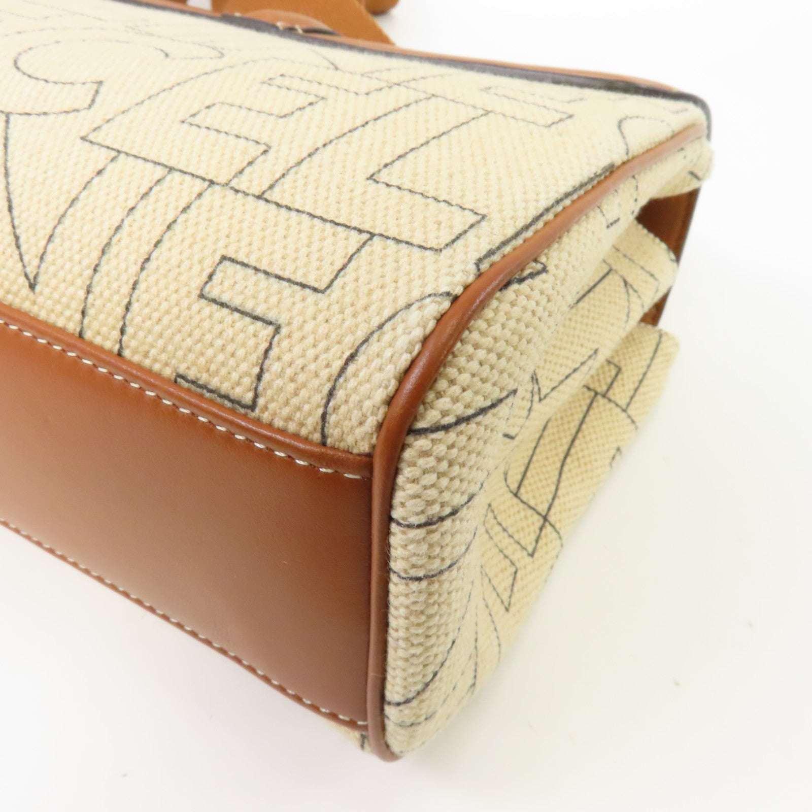 CELINE 【激減優惠】帆布/皮革Teen Soft 16金扣肩背袋米色/啡色