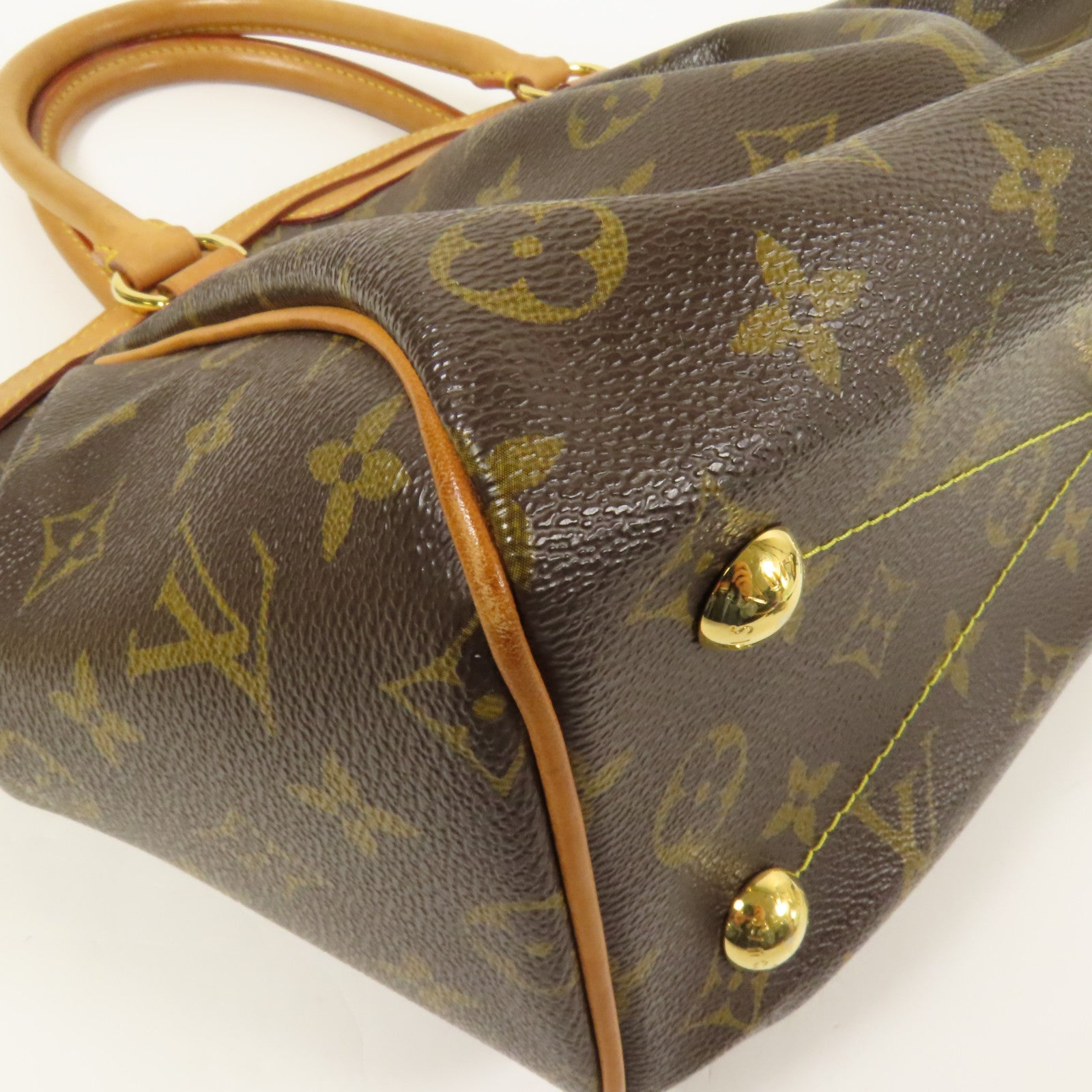 LOUIS VUITTON Monogram Tivoli PM金扣手挽袋棕色