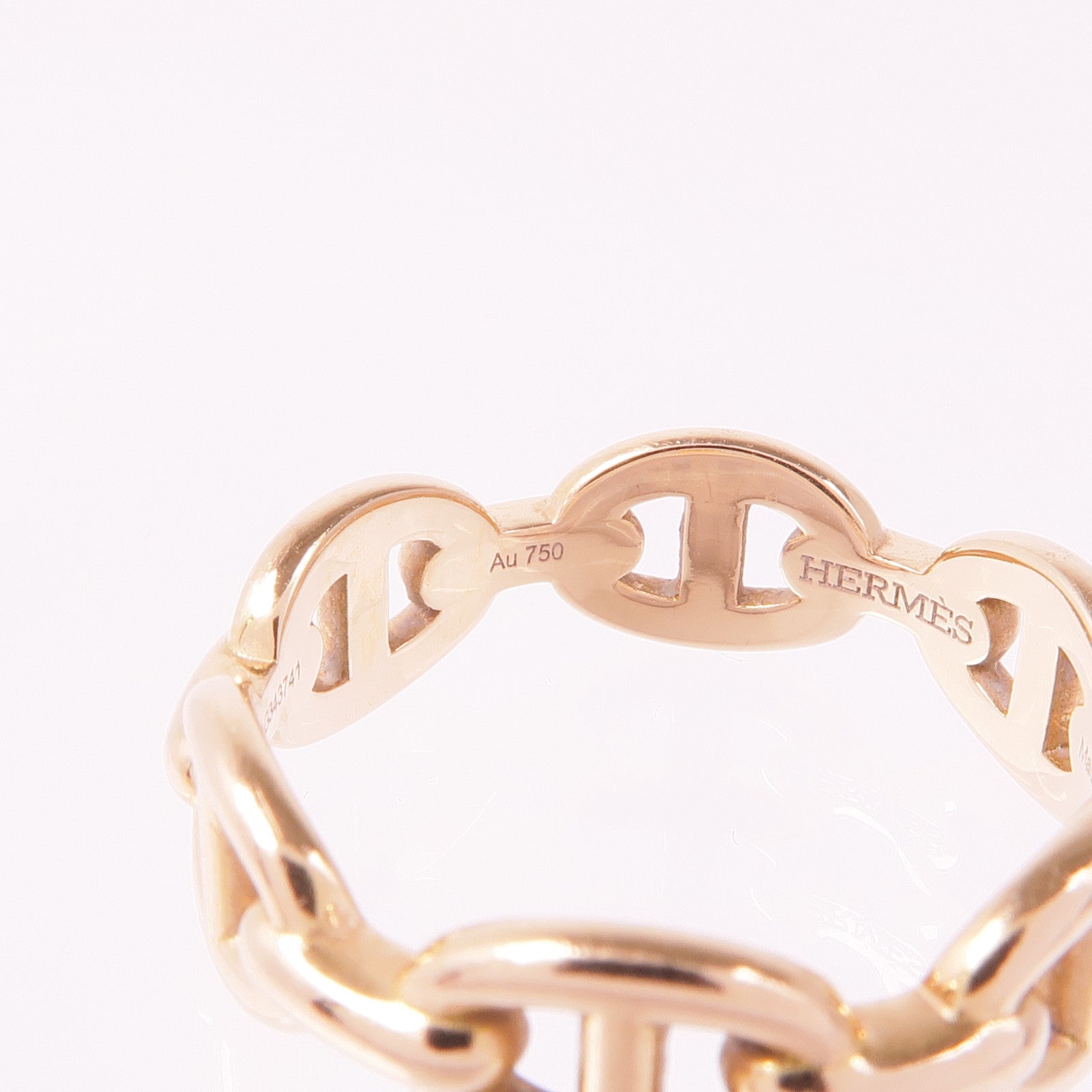 HERMES 18K玫瑰金Chaine D'ancre Enchainee戒指Hermes#52/US#5.75