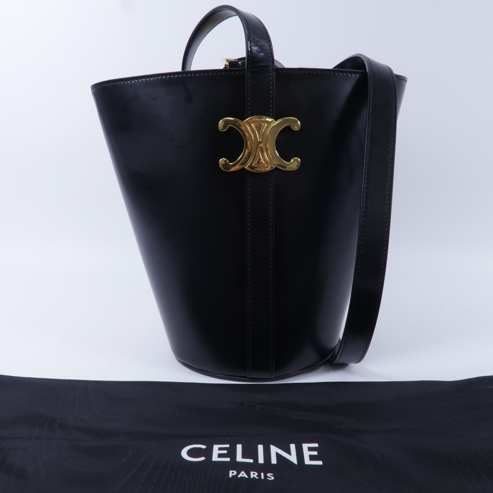 CELINE 牛皮皮革Bucket Triomohe肩背袋