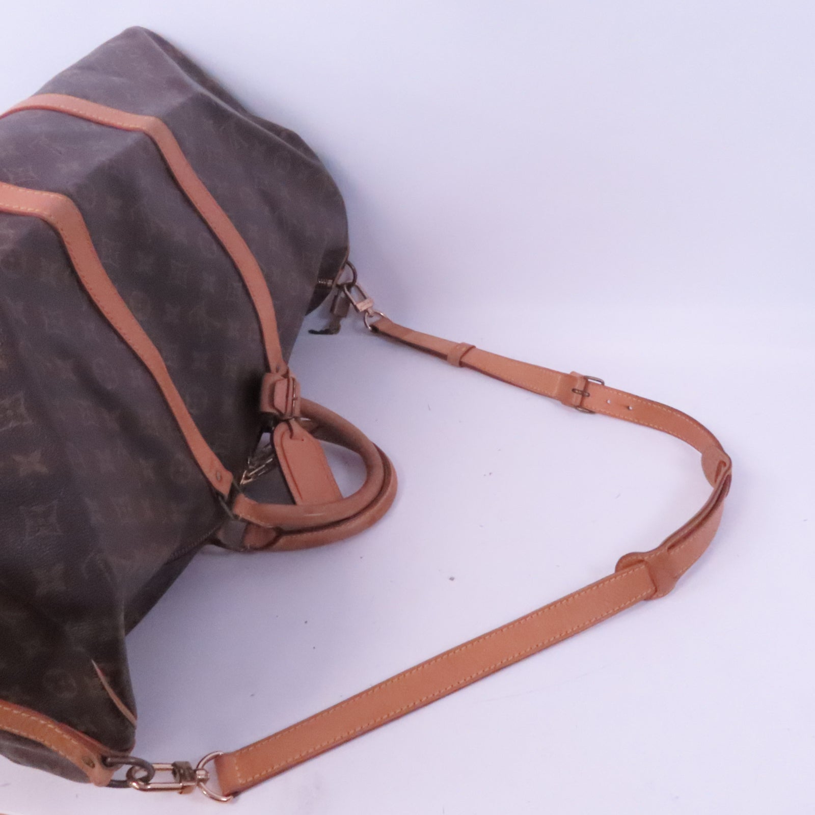 LOUIS VUITTON Monogram Keepall 55 Bandouliere金扣手挽肩背兩用袋啡色