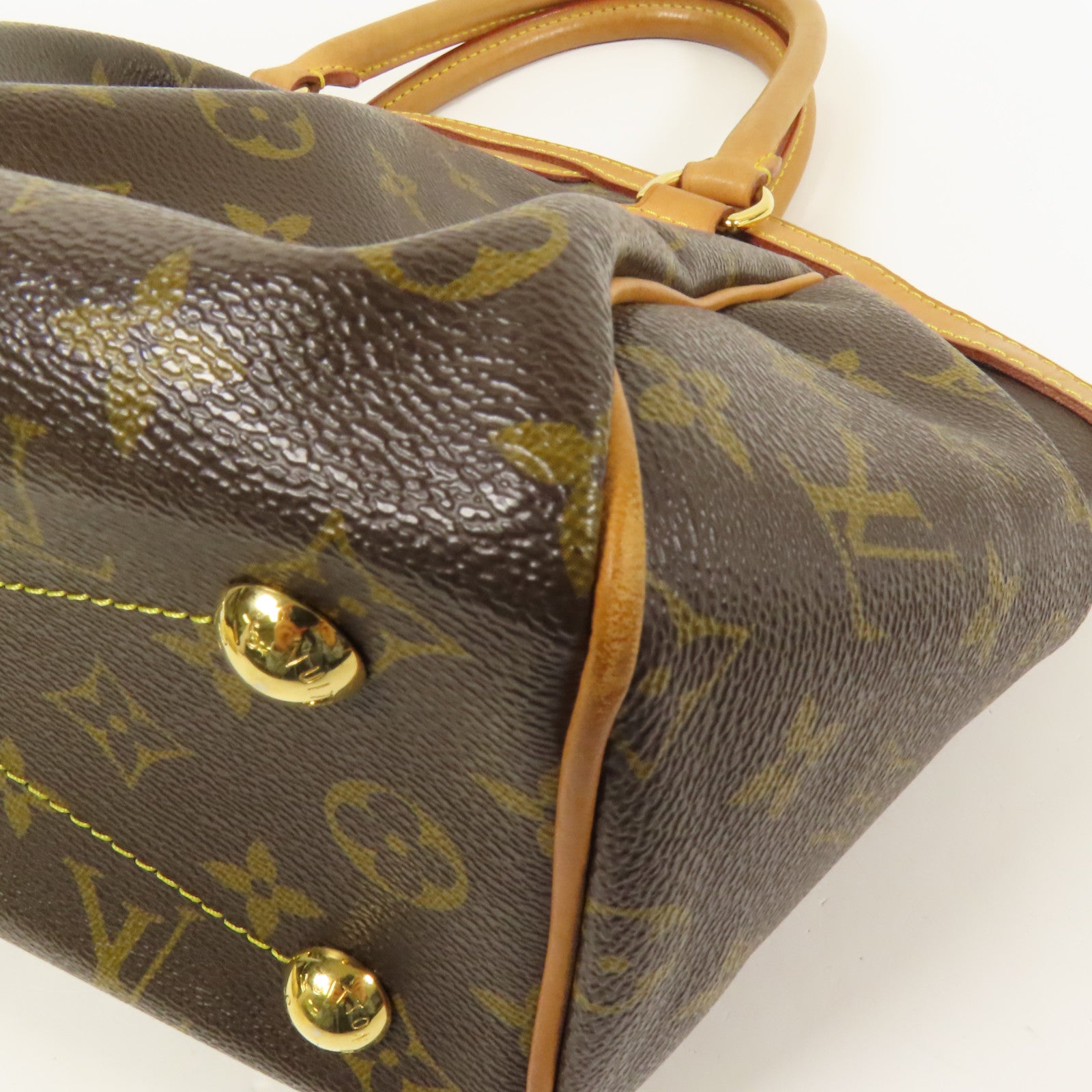LOUIS VUITTON Monogram Tivoli PM金扣手挽袋棕色