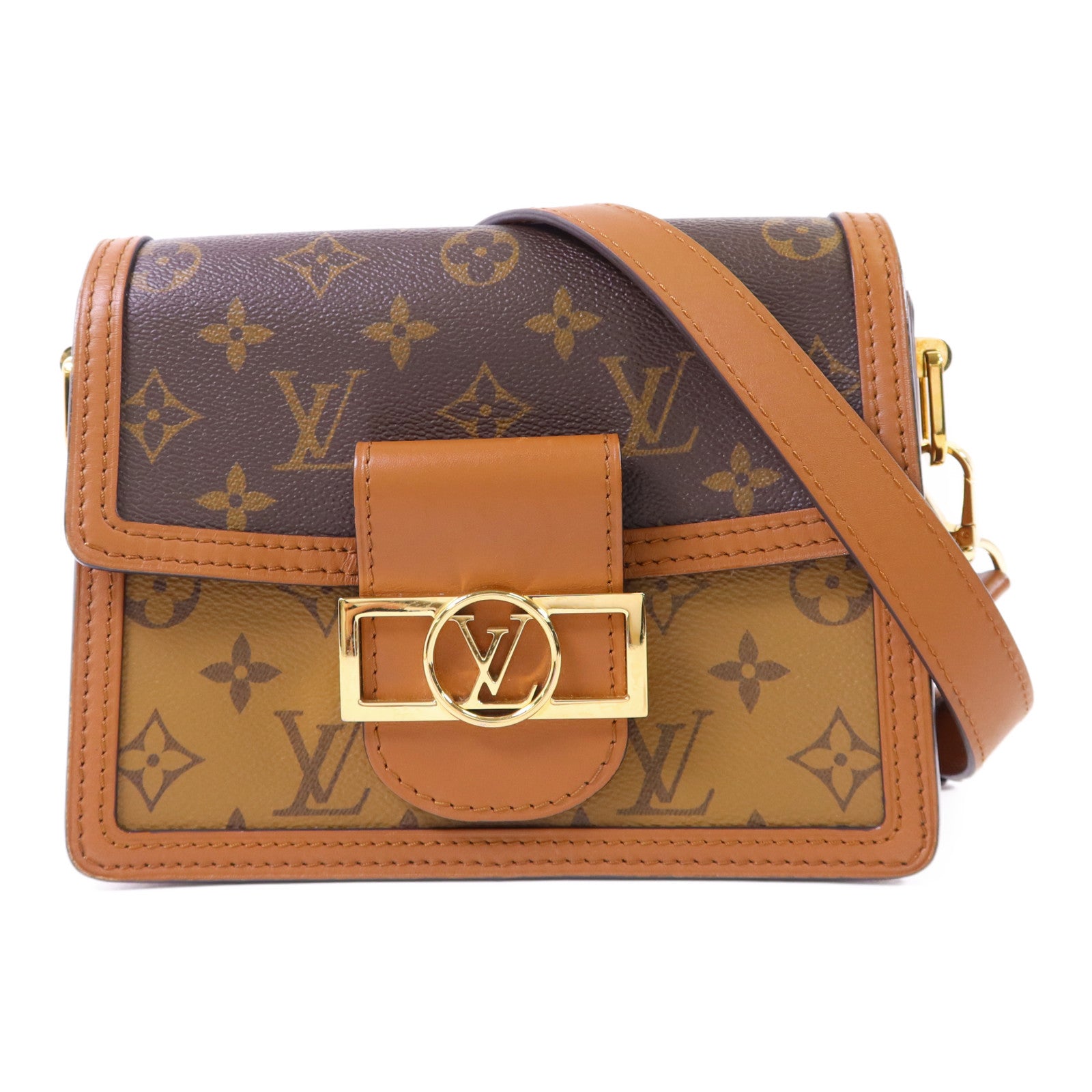 LOUIS VUITTON Monogram Reverse Mini Dauphine金扣肩背袋
