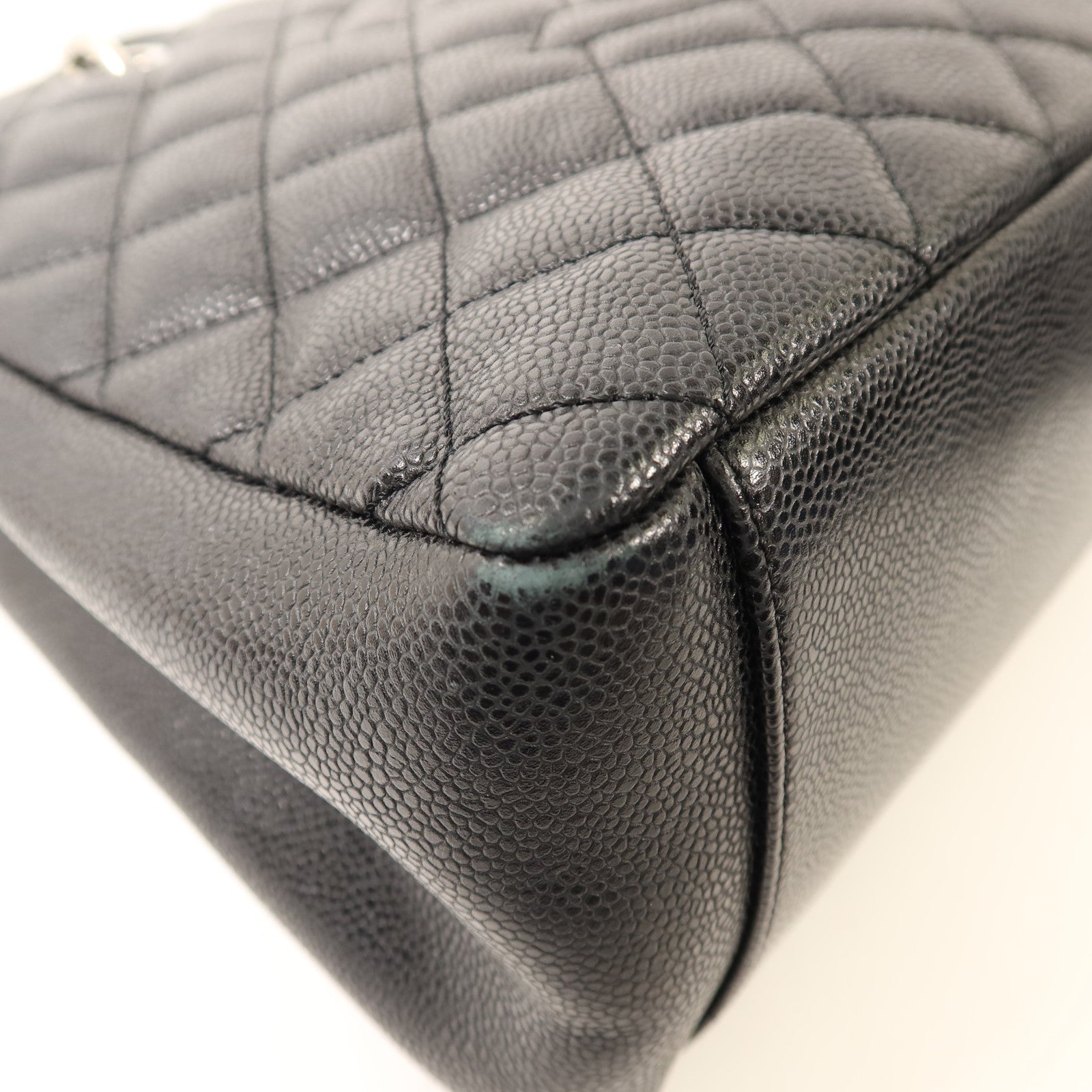 CHANEL 牛皮皮革GST Grand Shopping Tote Bag銀扣鏈帶肩背袋