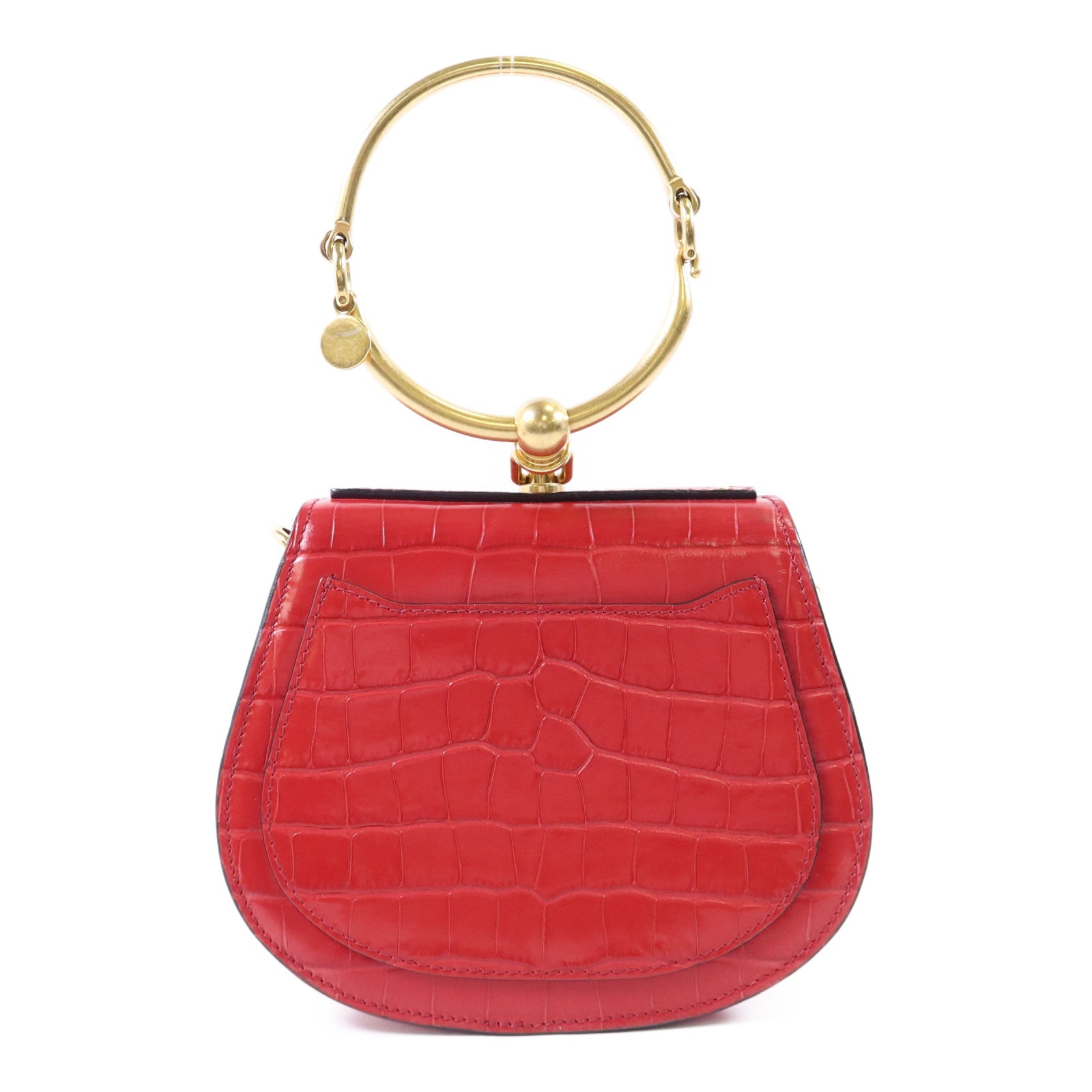 Chloe 牛皮皮革Small Cherry Pink Fuchsia Croc Embossed金扣手挽肩背兩用袋